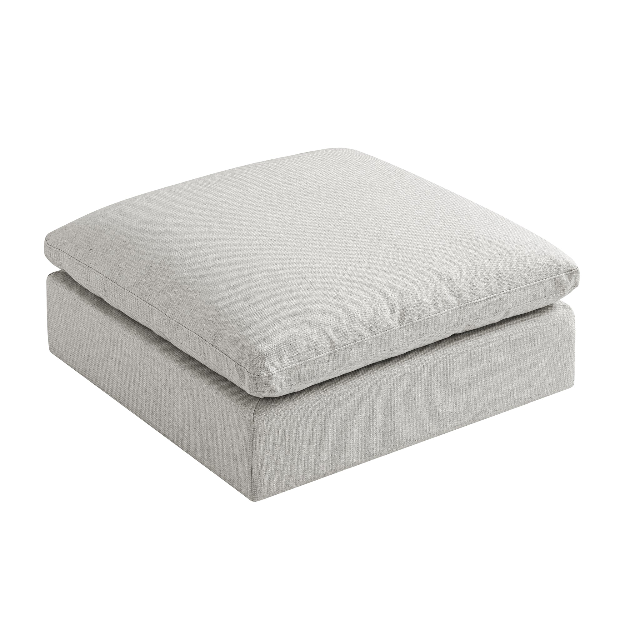 Lutyens Light Grey Linen Blend Modular Sofa, Stool - Image 4