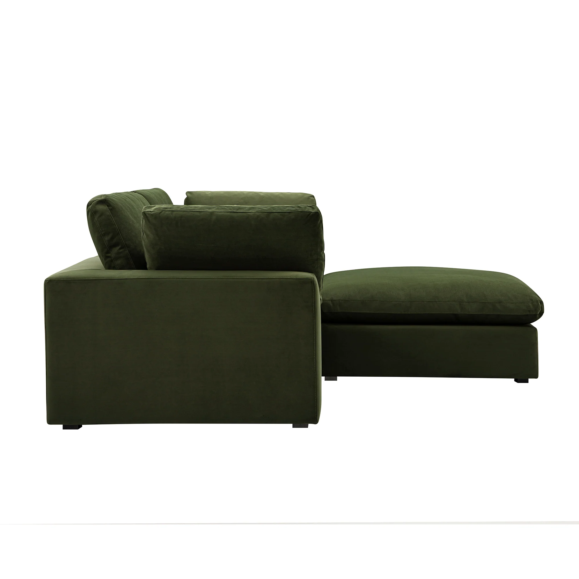Lutyens Moss Green Velvet Modular Sofa, 2-Piece Chaise - Image 11