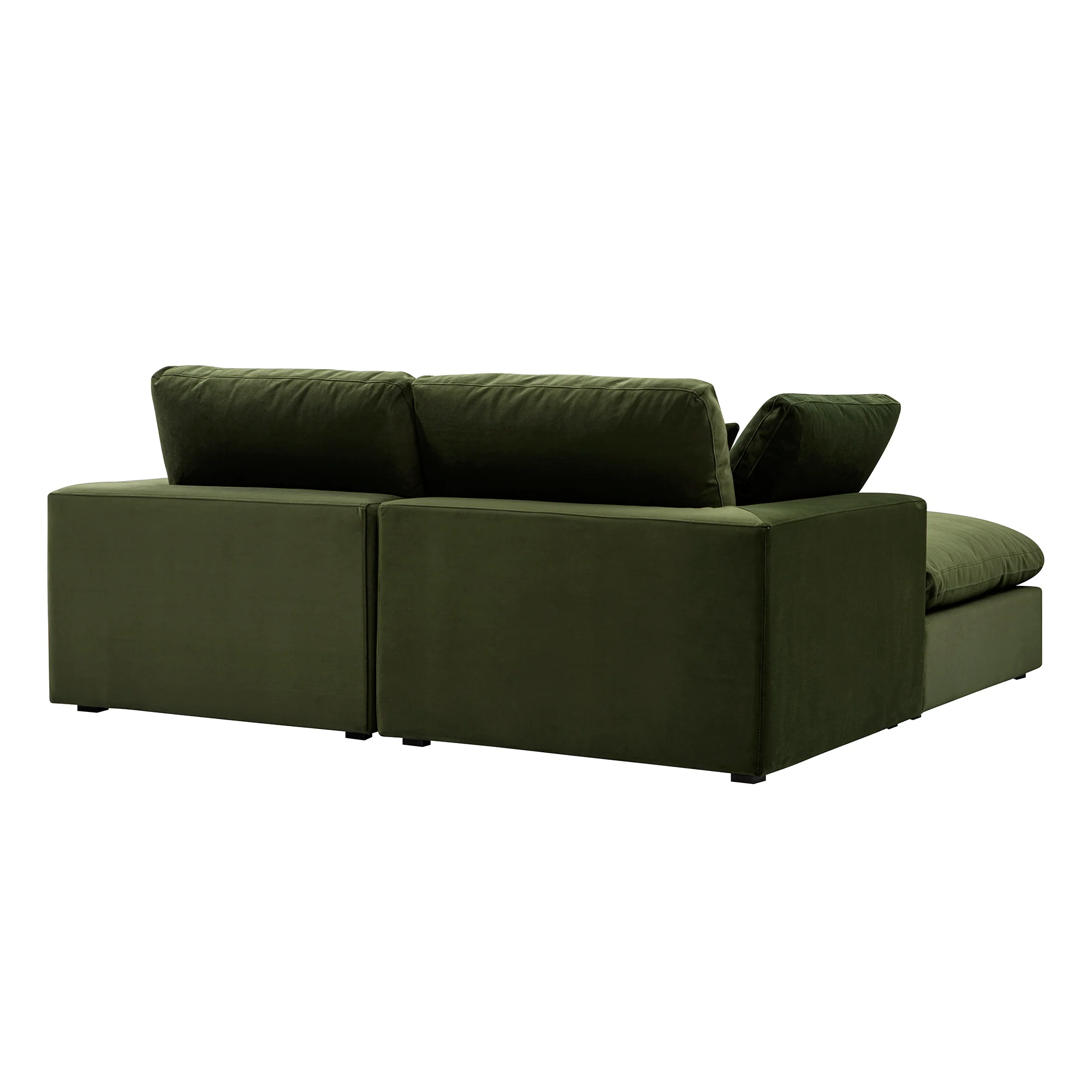 Lutyens Moss Green Velvet Modular Sofa, 2-Piece Chaise - Image 12