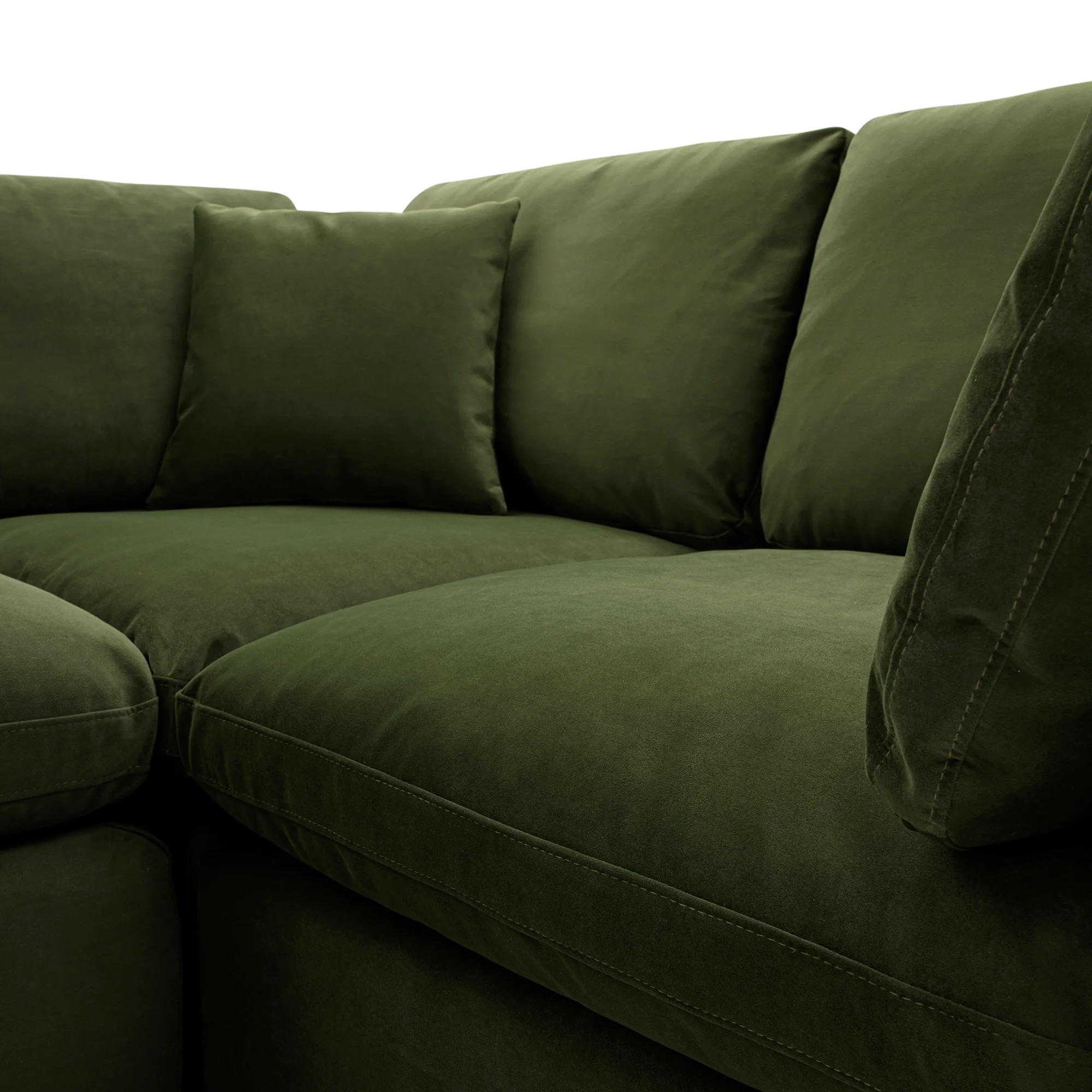 Lutyens Moss Green Velvet Modular Sofa, 2-Piece Chaise - Image 13