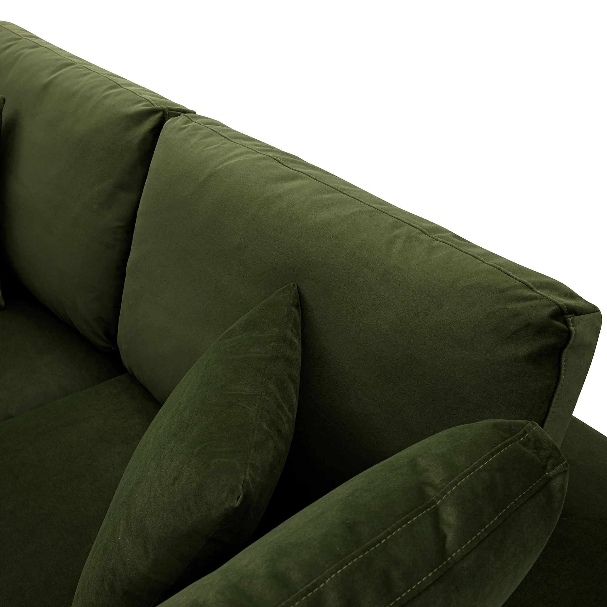Lutyens Moss Green Velvet Modular Sofa, 2-Piece Chaise - Image 14