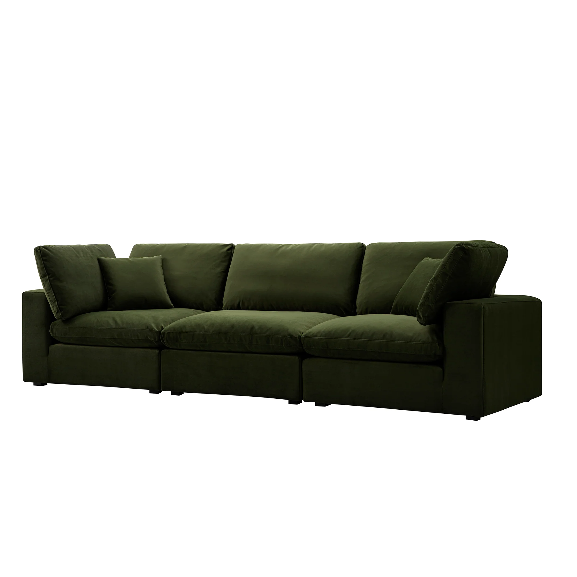 Lutyens Moss Green Velvet Modular Sofa, 3-Piece - Image 2