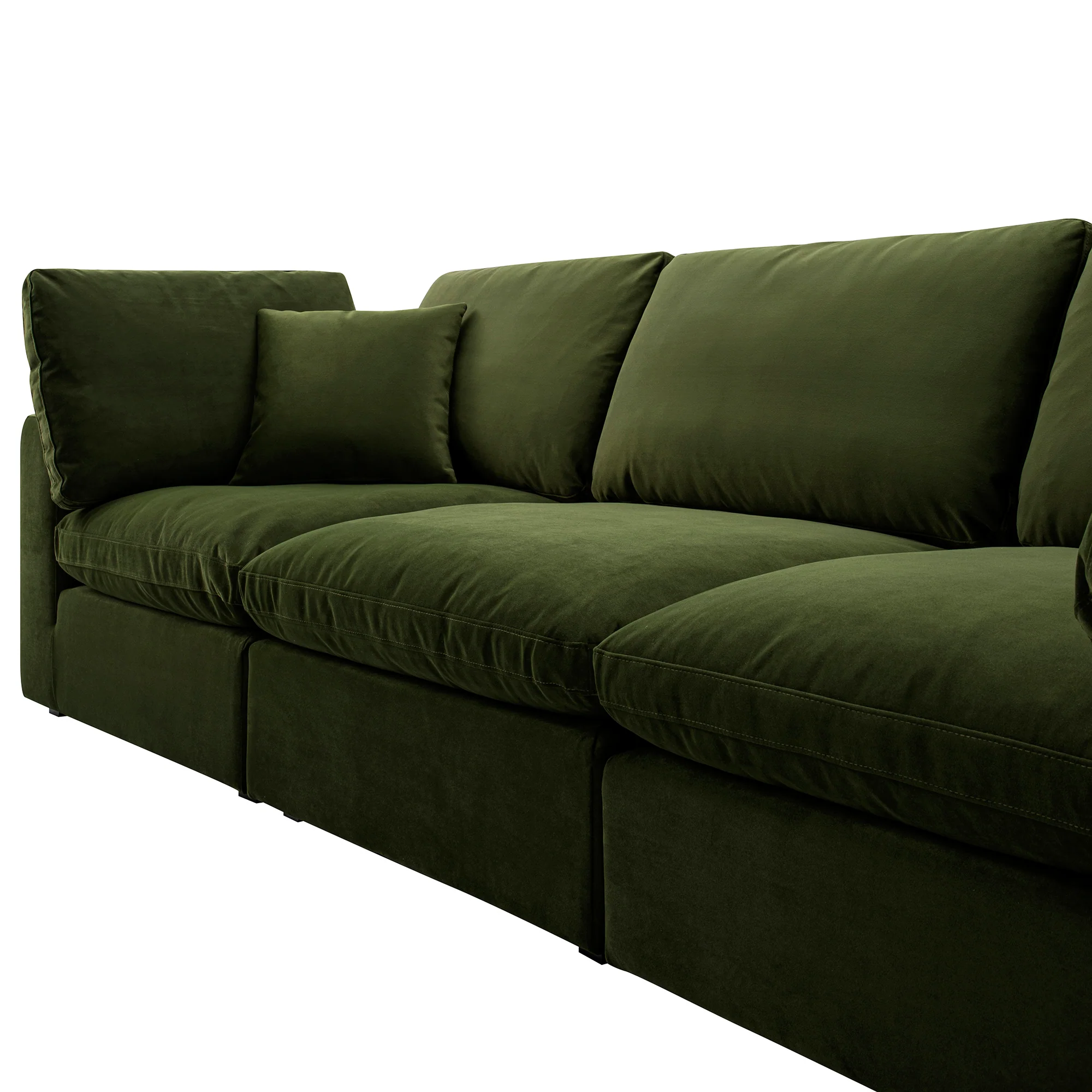 Lutyens Moss Green Velvet Modular Sofa, 3-Piece - Image 8