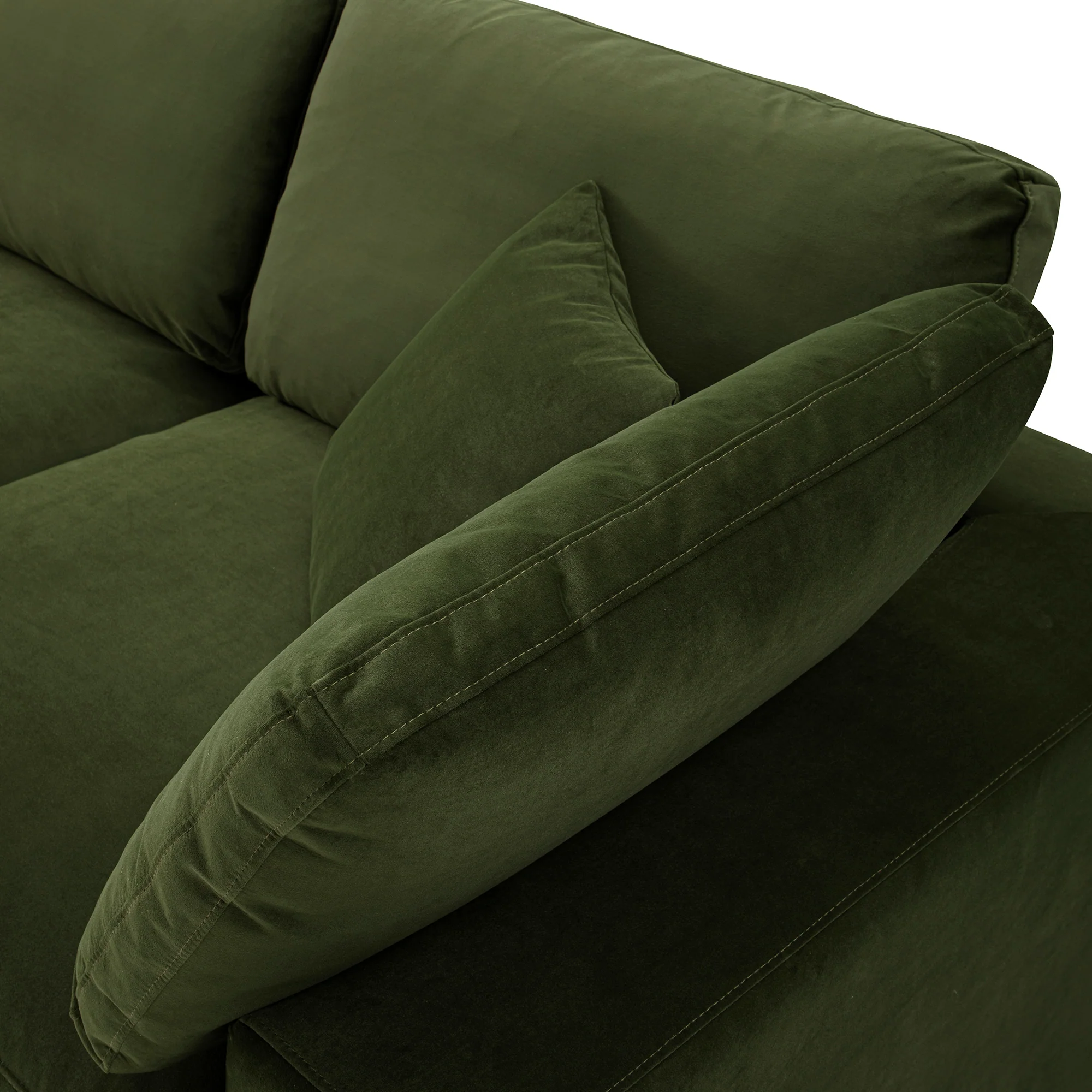 Lutyens Moss Green Velvet Modular Sofa, 3-Piece Chaise - Image 9