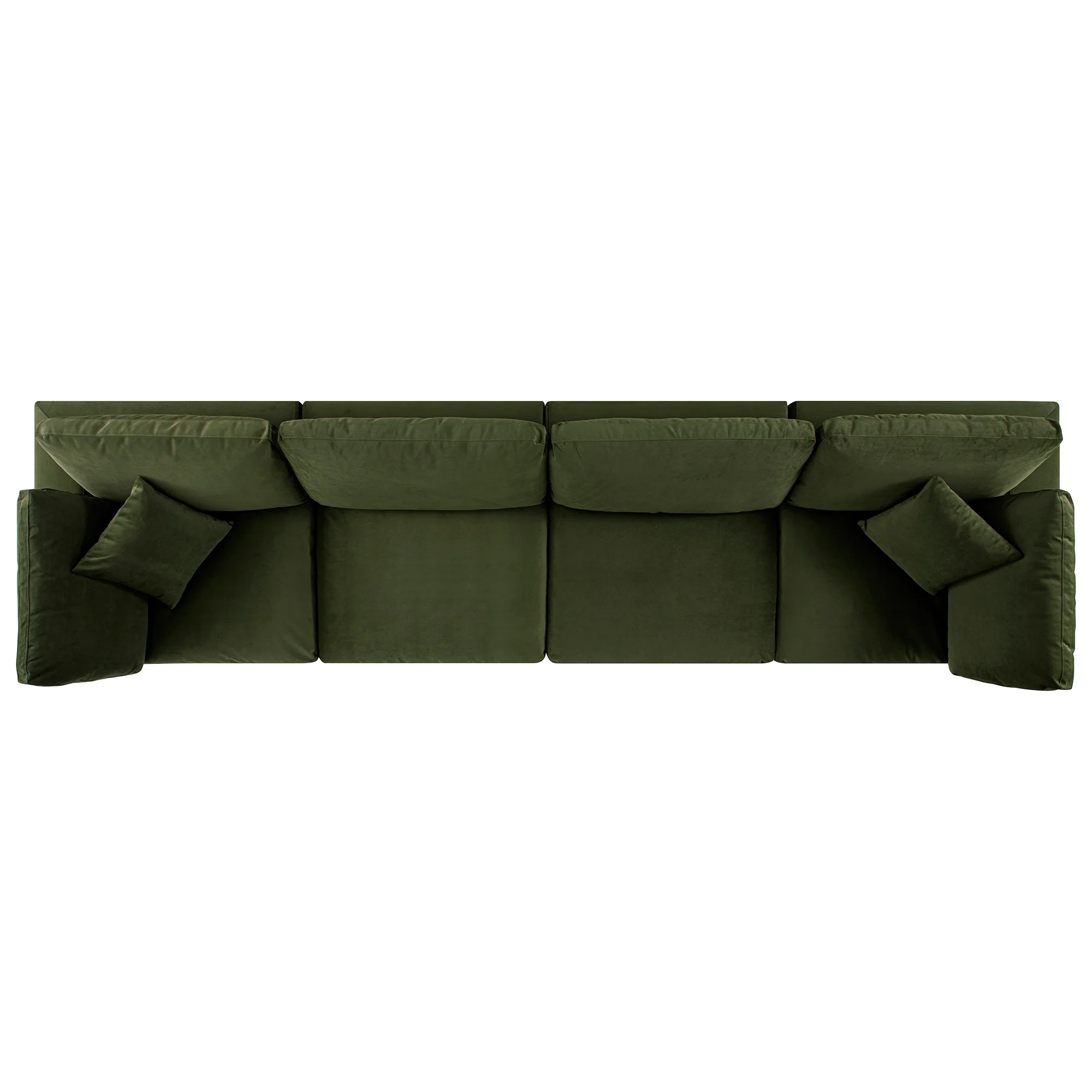 Lutyens Moss Green Velvet Modular Sofa, 4-Piece - Image 6
