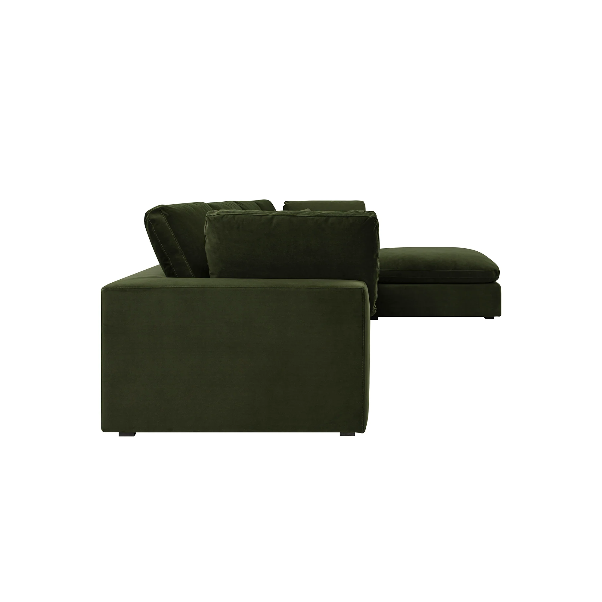 Lutyens Moss Green Velvet Modular Sofa, 4-Piece Chaise - Image 6