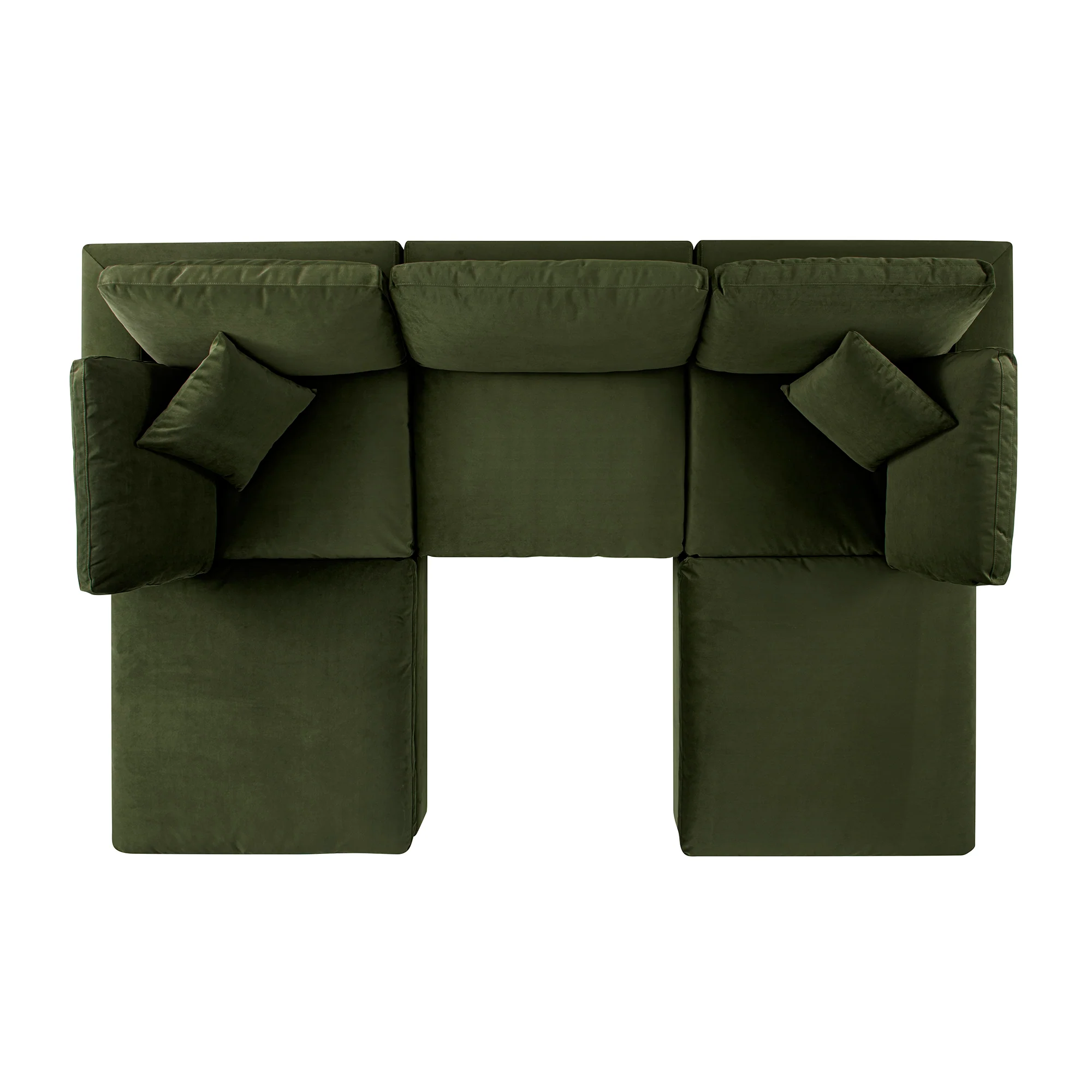 Lutyens Moss Green Velvet Modular Sofa, 5-Piece U-Shape Set - Image 5