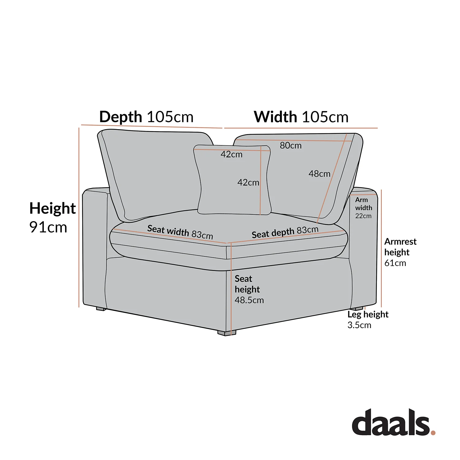 Lutyens Beige Linen Blend Modular Sofa, Corner Unit - Image 3
