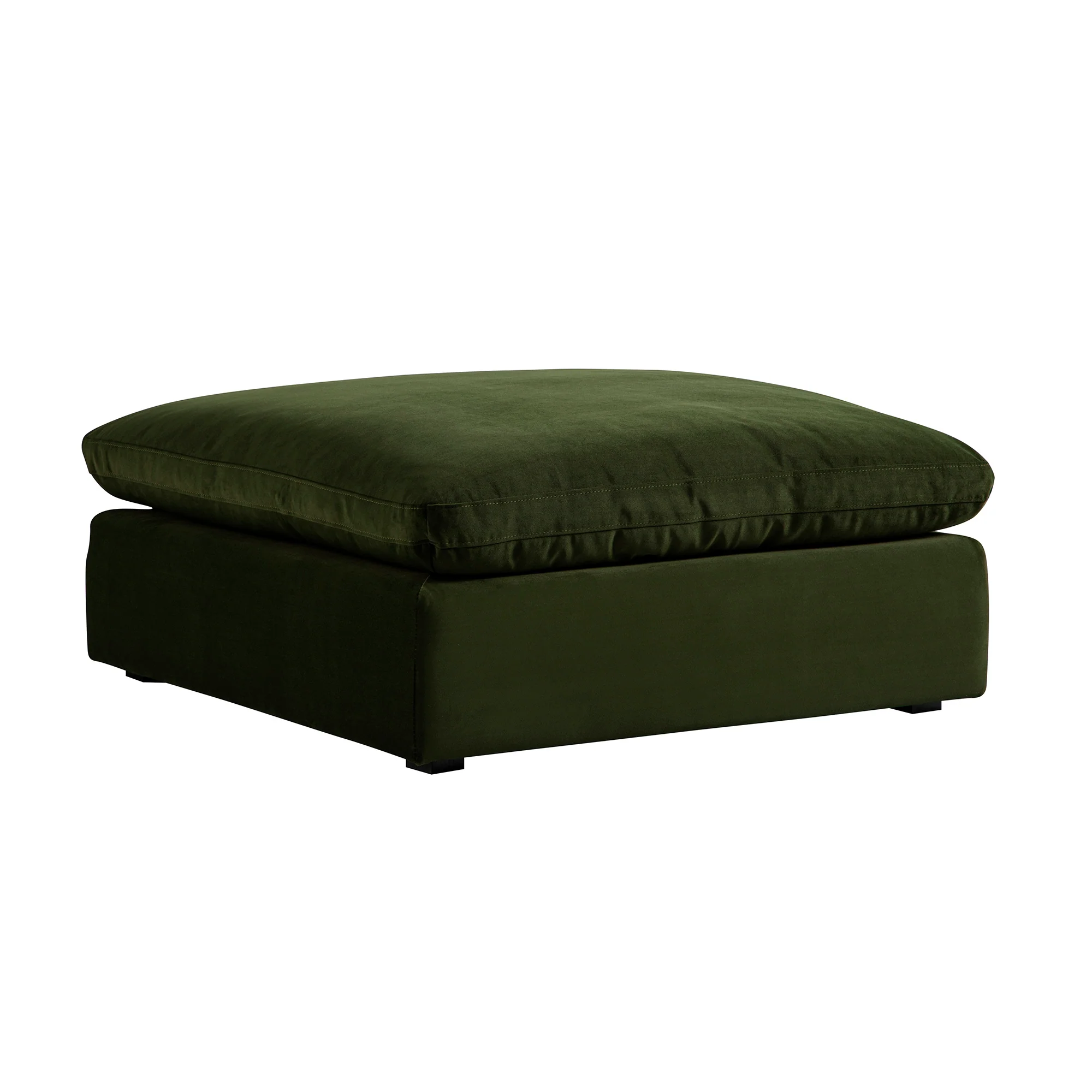 Lutyens Moss Green Velvet Modular Sofa, Stool - Image 2