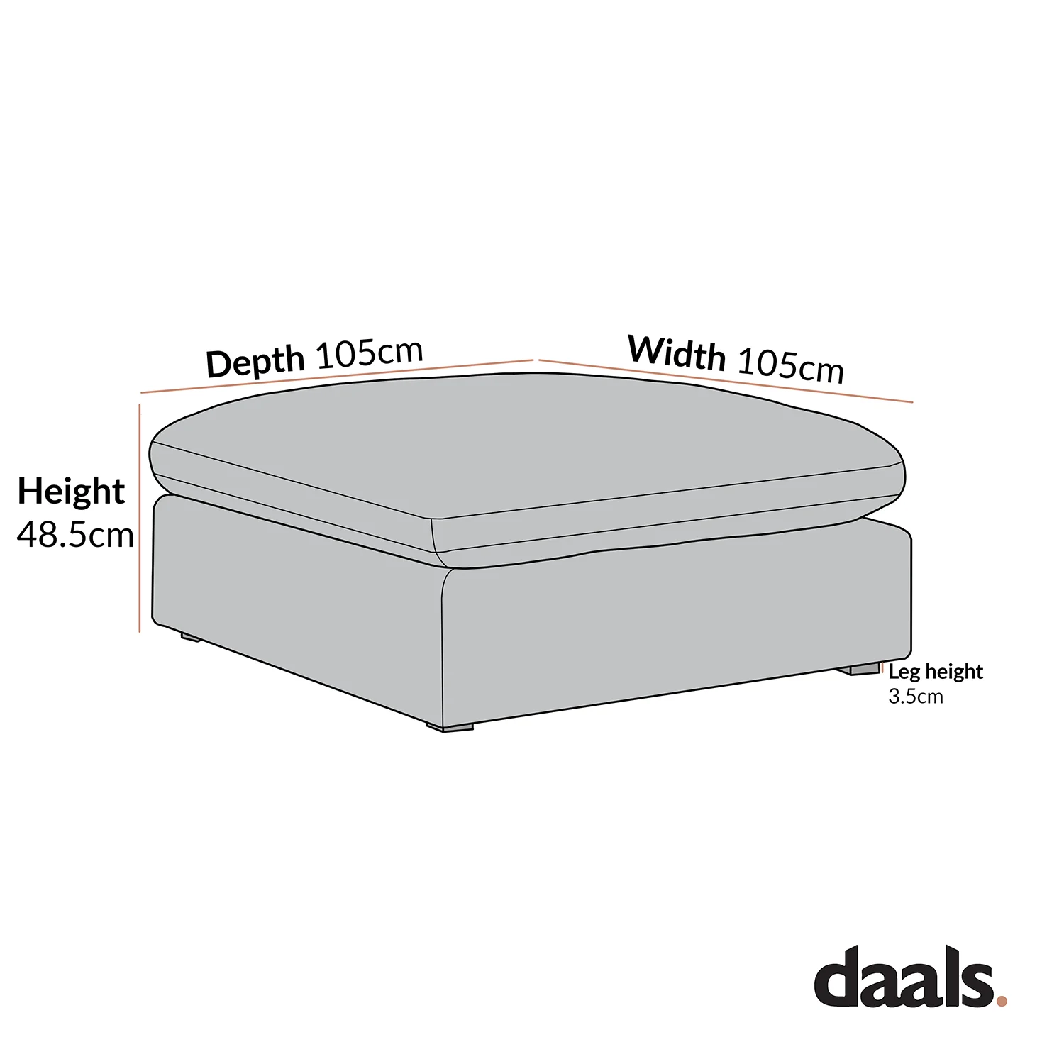 Lutyens Beige Linen Blend Modular Sofa, Stool - Image 3