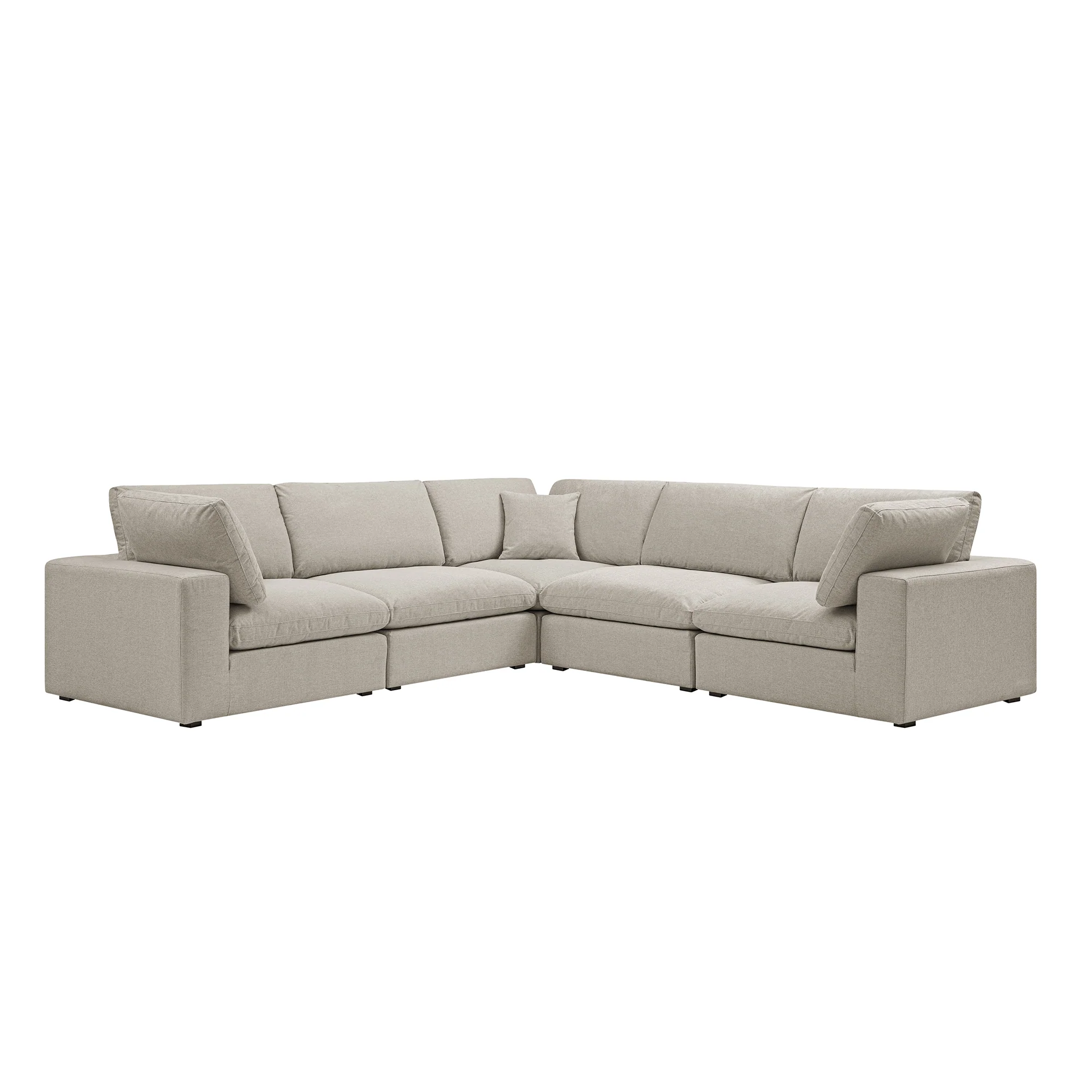 Lutyens Oatmeal Weave Fabric Blend Modular Sofa, 5-Piece Corner Set - Image 6
