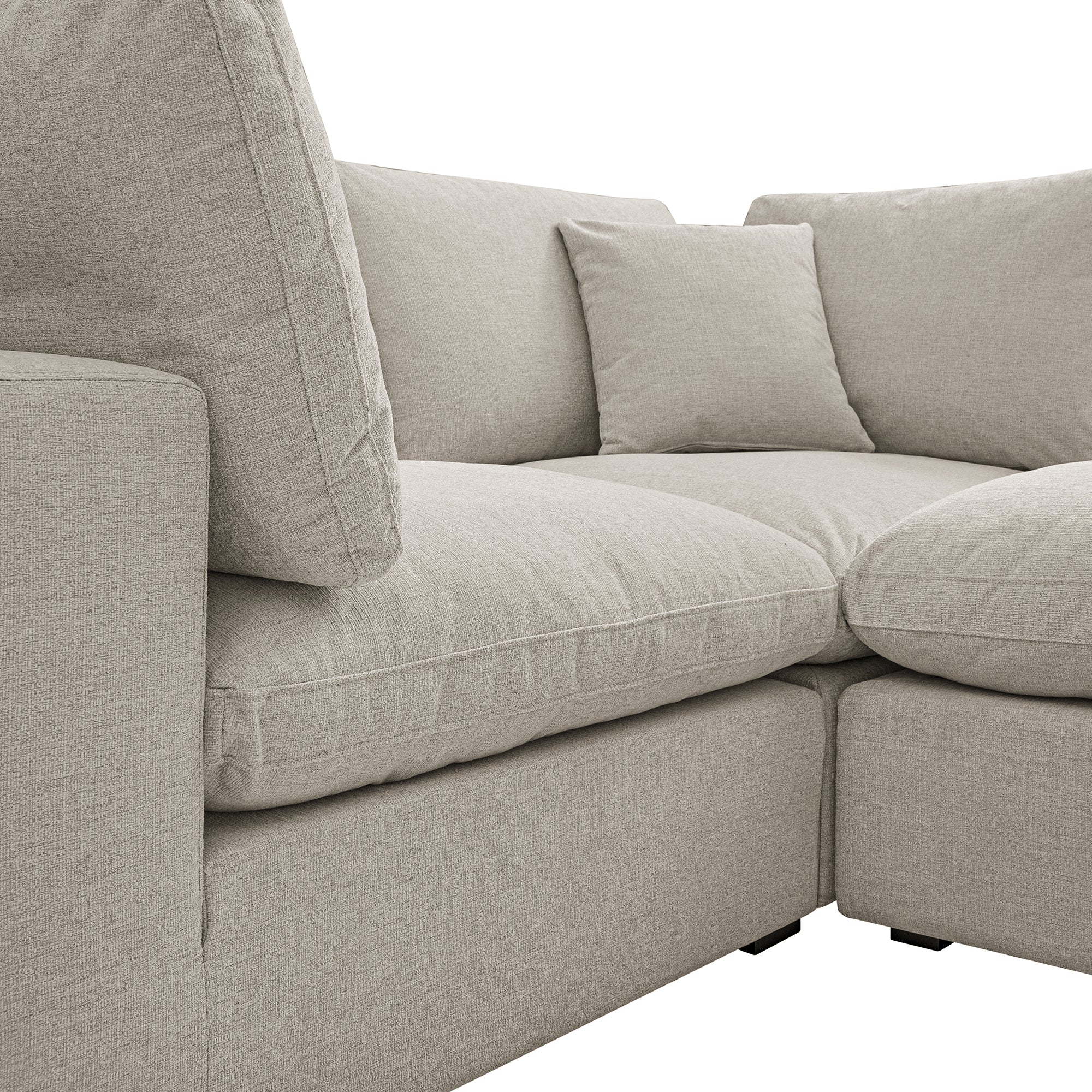 Lutyens Oatmeal Weave Fabric Modular Sofa, 2-Piece Chaise - Image 8