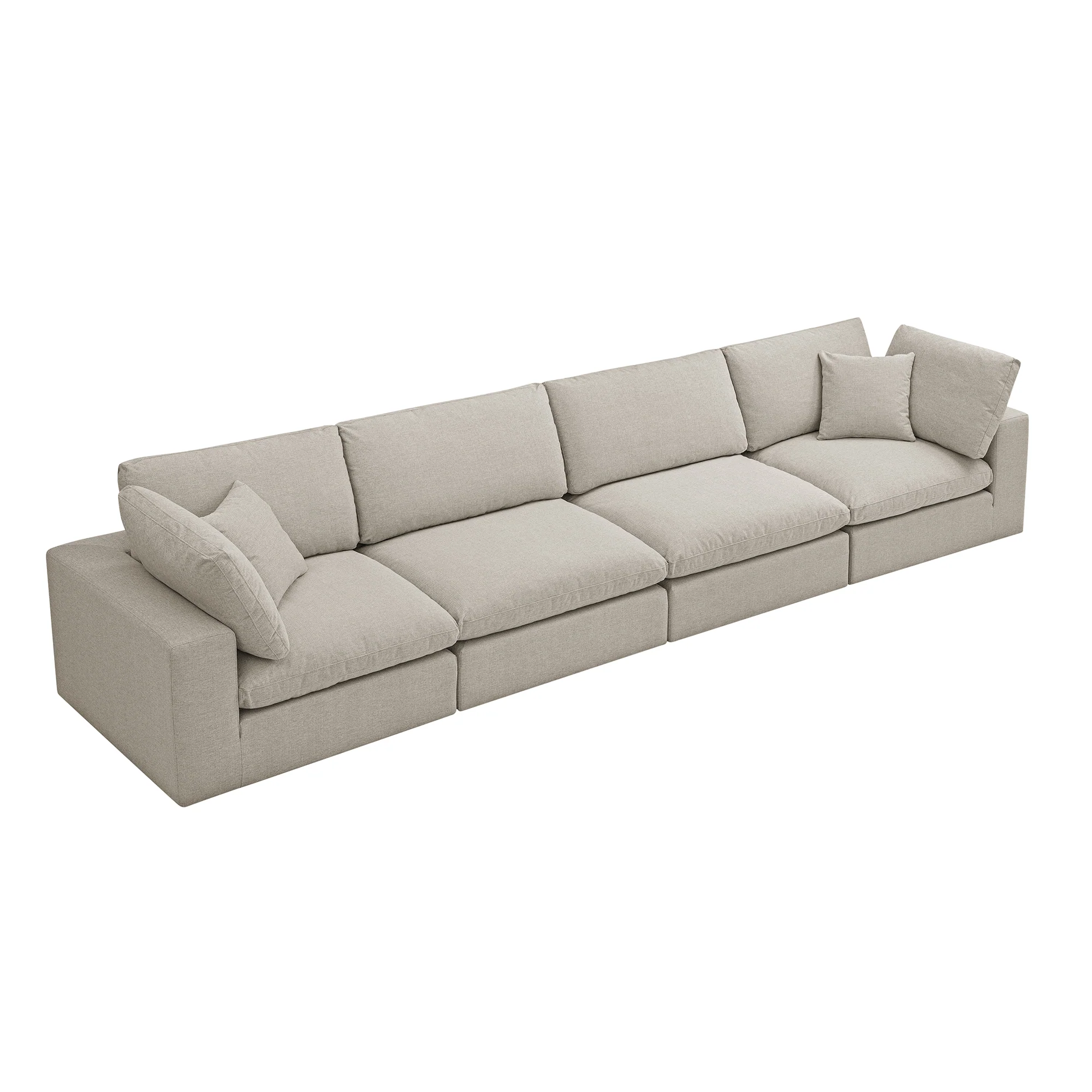 Lutyens Oatmeal Weave Fabric Modular Sofa, 4-Piece - Image 5
