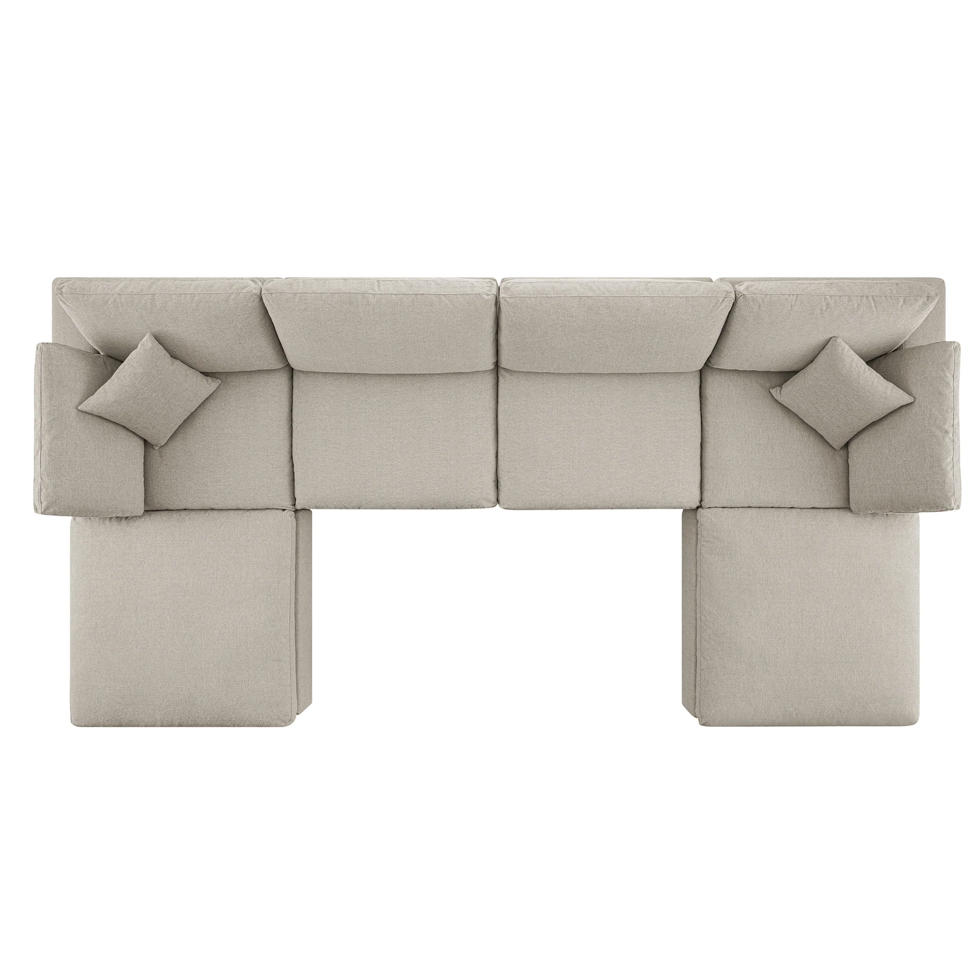 Lutyens Oatmeal Weave Fabric Modular Sofa, 6-Piece U-Shape Set - Image 5