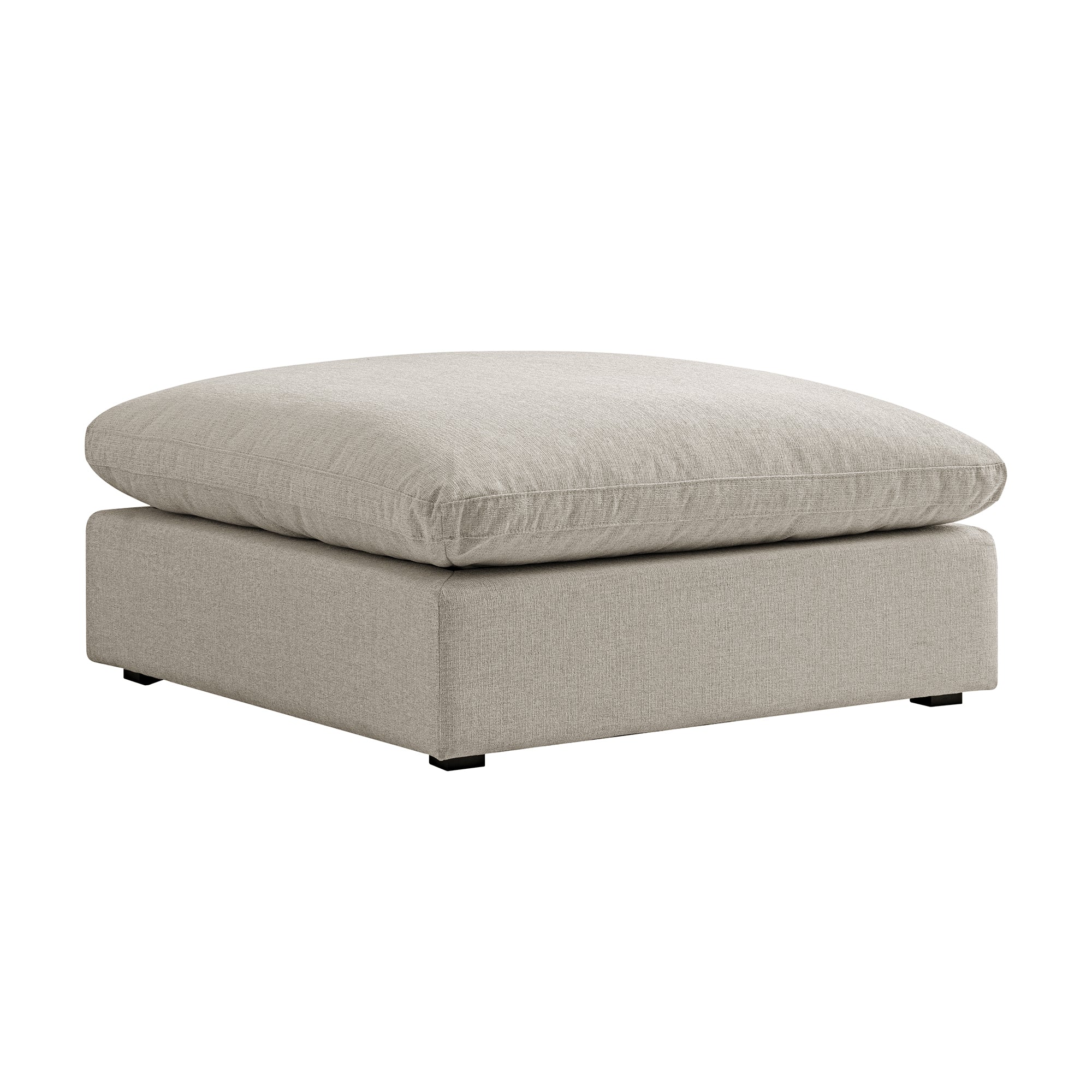 Lutyens Oatmeal Weave Fabric Modular Sofa, Stool - Image 2