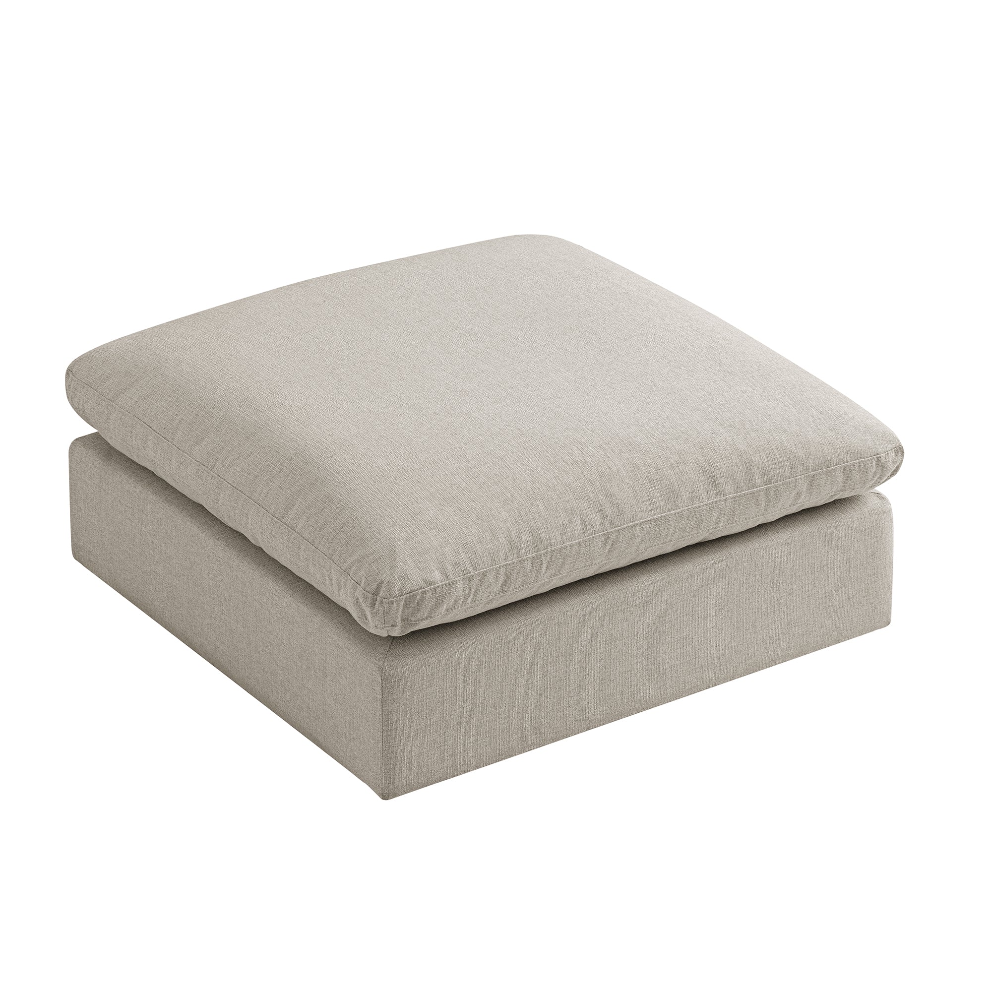 Lutyens Oatmeal Weave Fabric Modular Sofa, Stool - Image 4