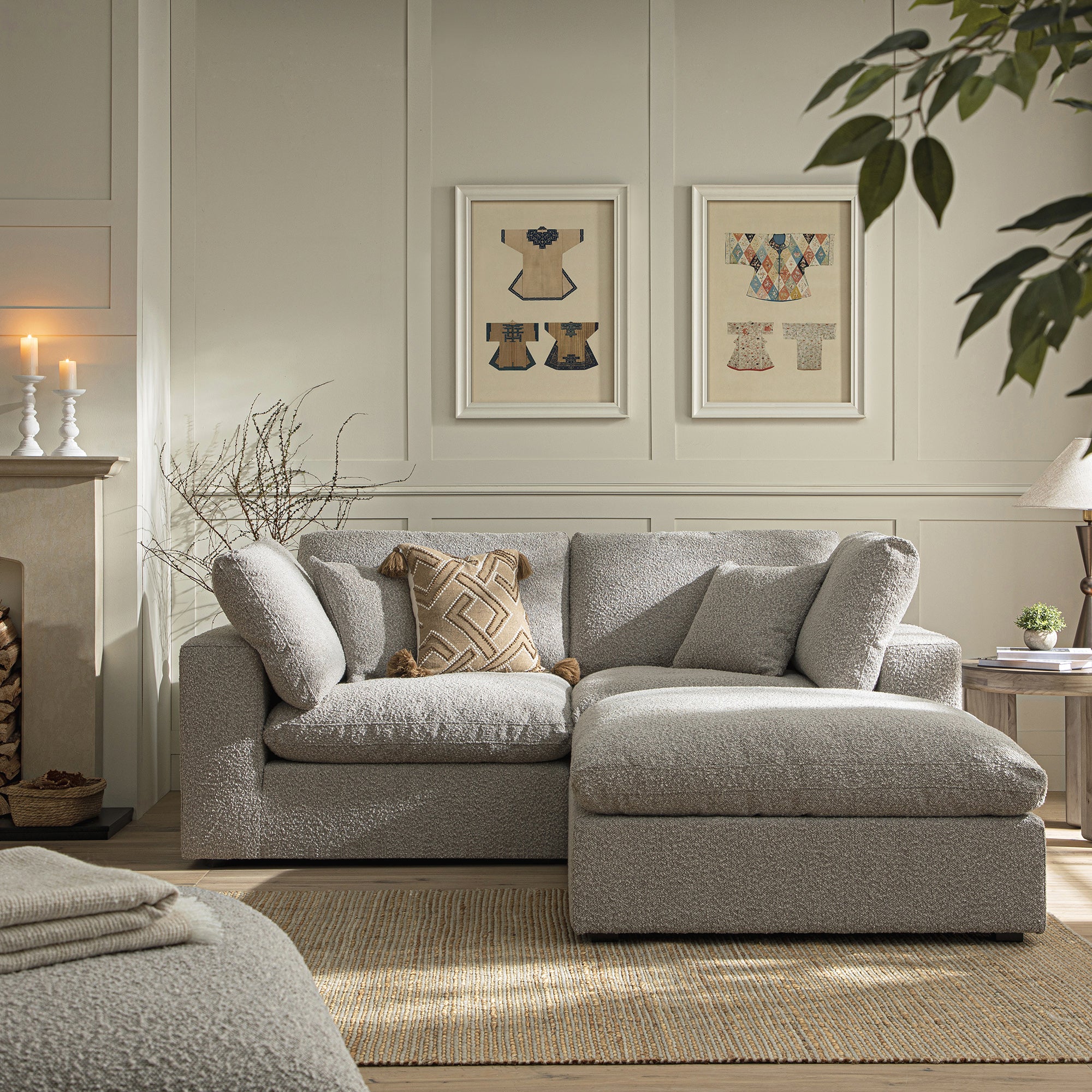 Lutyens Taupe Boucle Modular Sofa, 2-Piece Chaise - Image 2