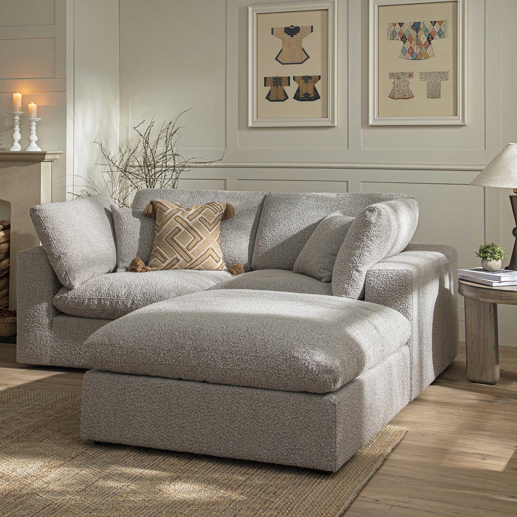 Lutyens Taupe Boucle Modular Sofa, 2-Piece Chaise - Image 4