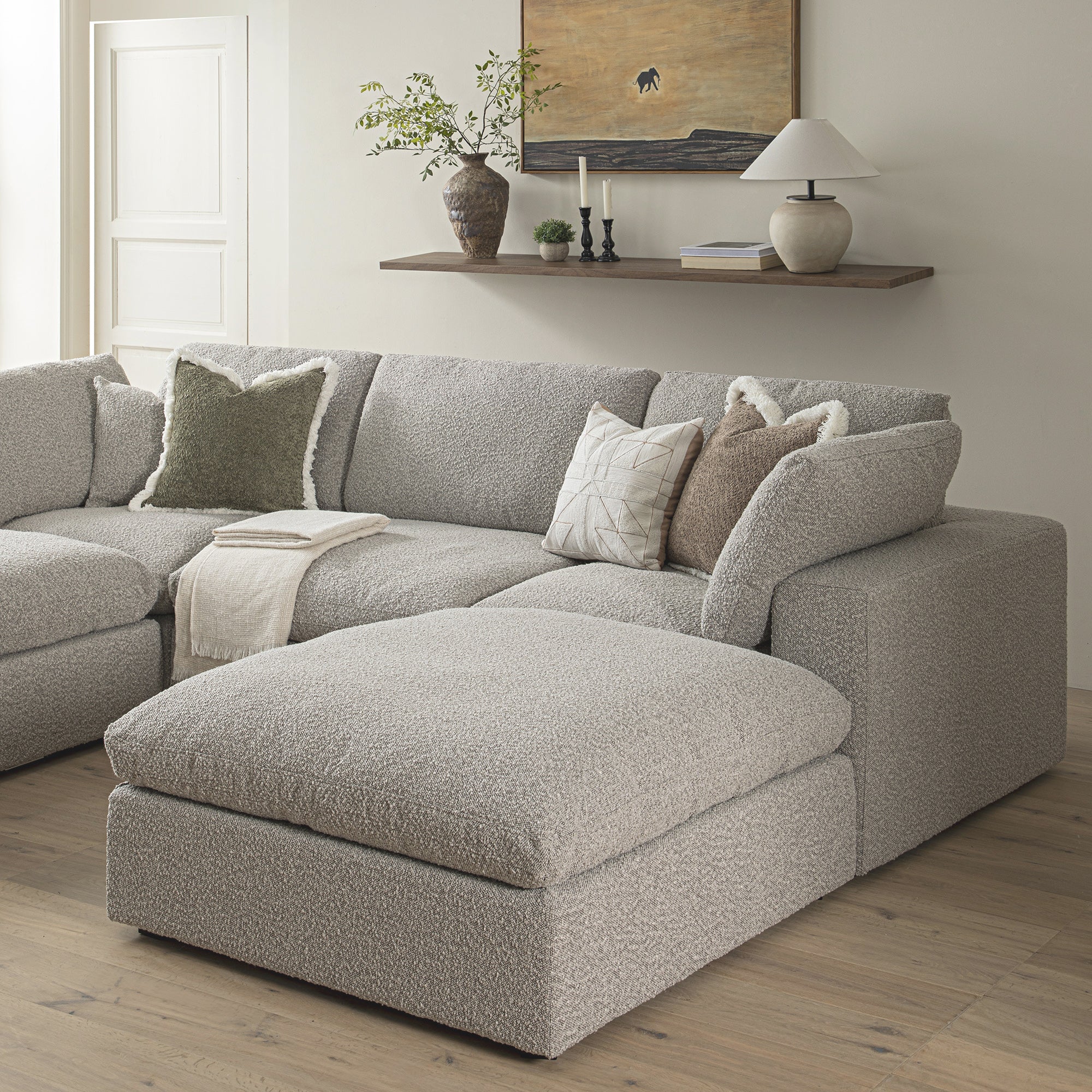 Lutyens Taupe Boucle Modular Sofa, 5-Piece U-Shape Set - Image 4