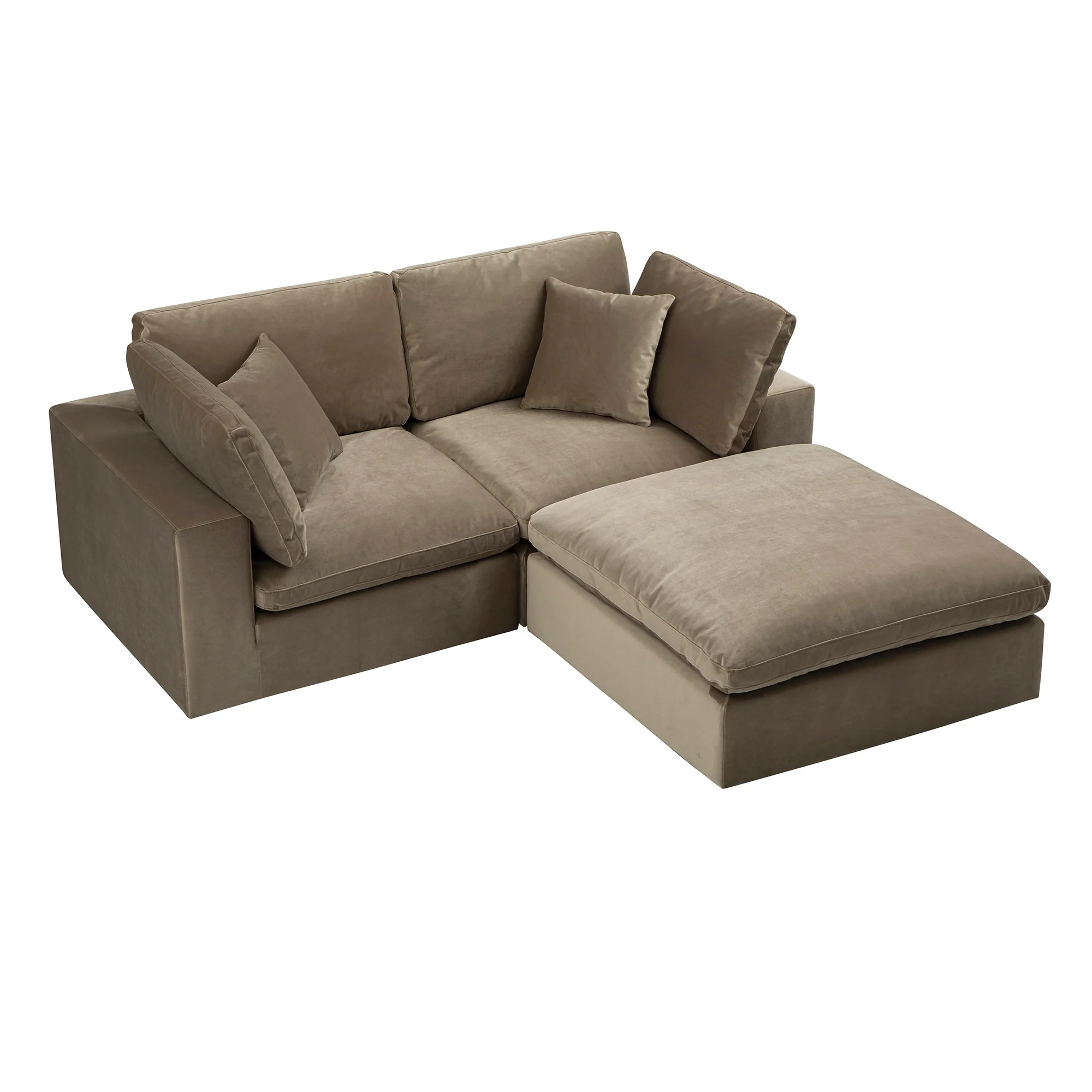 Lutyens Taupe Velvet Modular Sofa, 2-Piece Chaise - Image 4