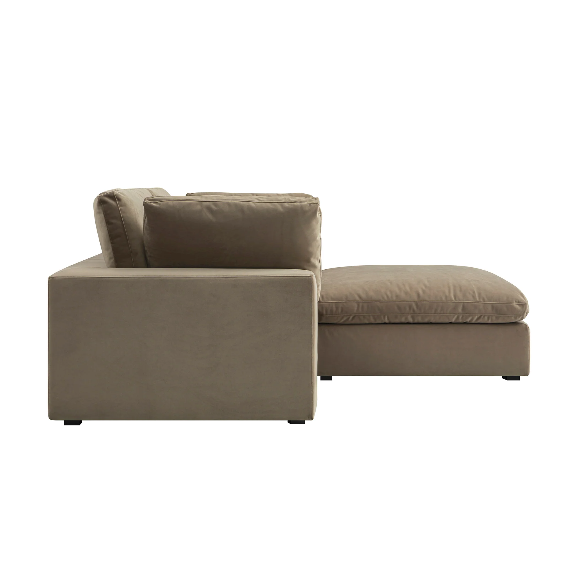 Lutyens Taupe Velvet Modular Sofa, 2-Piece Chaise - Image 6