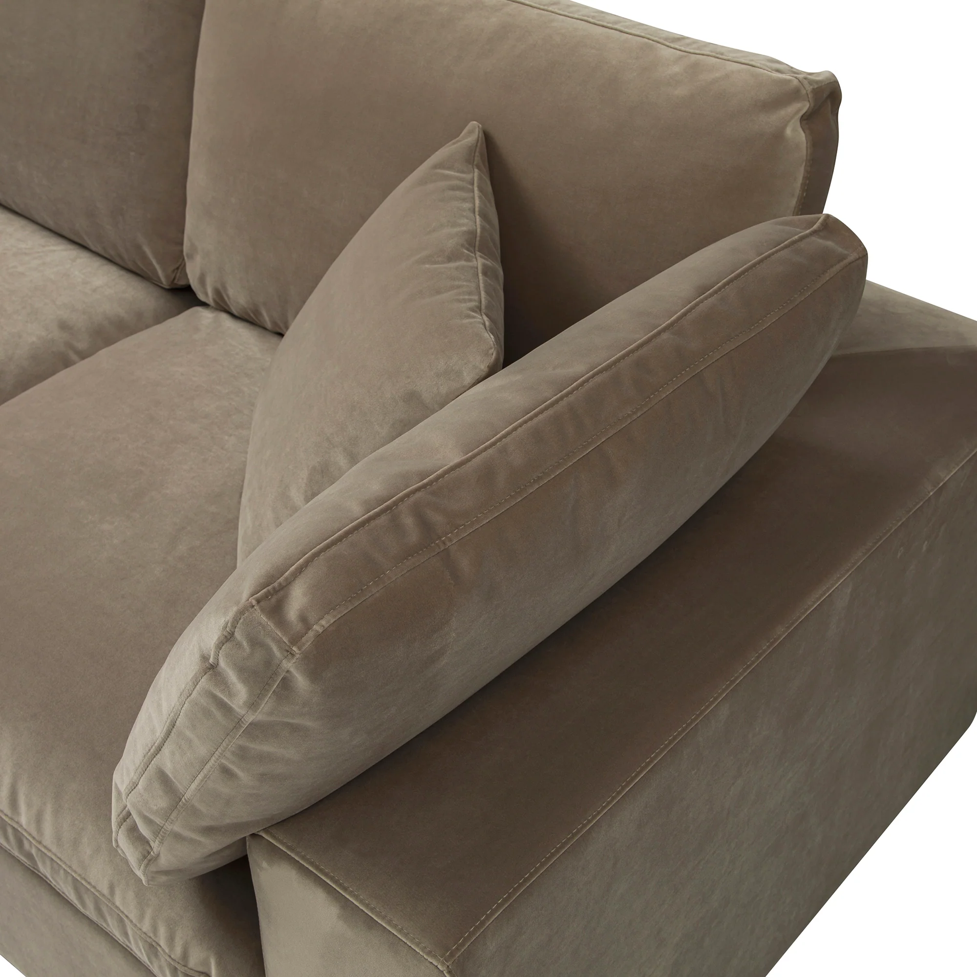 Lutyens Taupe Velvet Modular Sofa, 3-Piece Chaise - Image 8