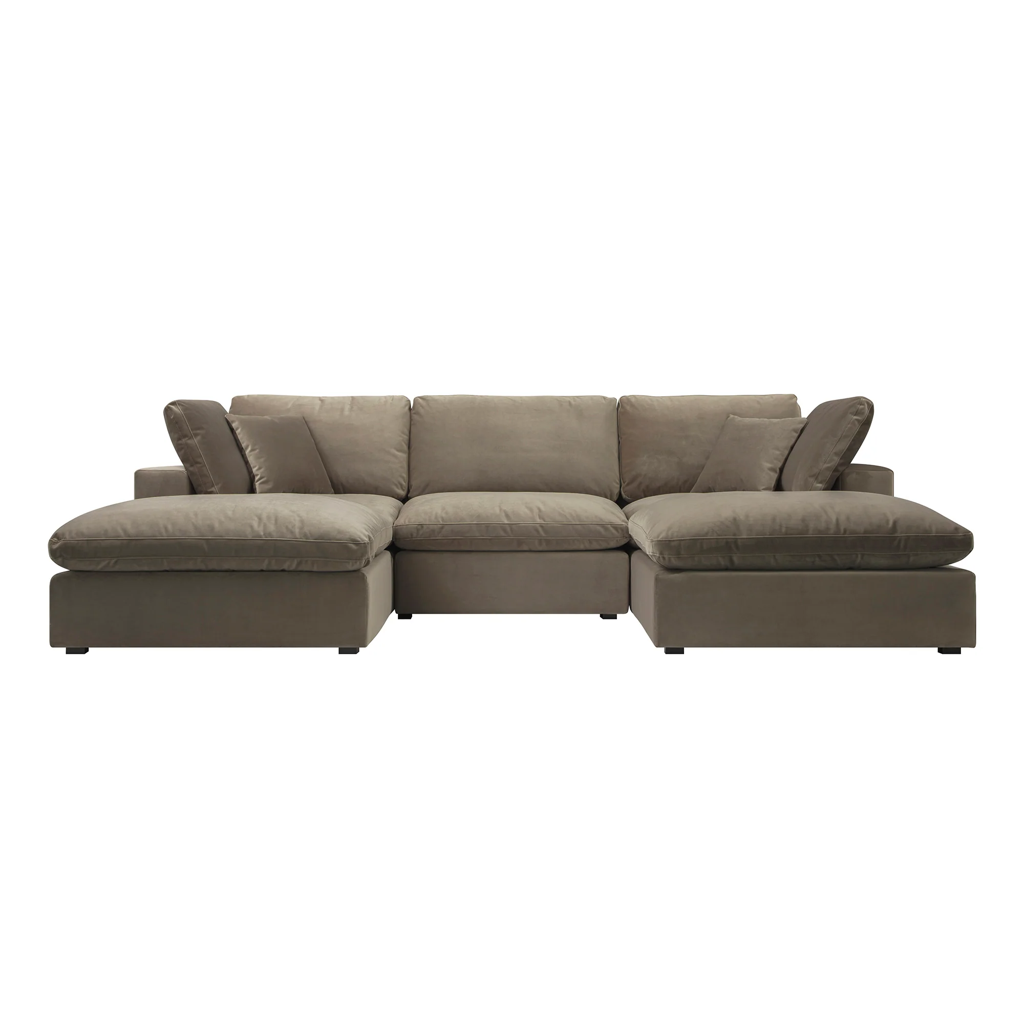 Lutyens Taupe Velvet Modular Sofa, 5-Piece U-Shape Set - Image 2