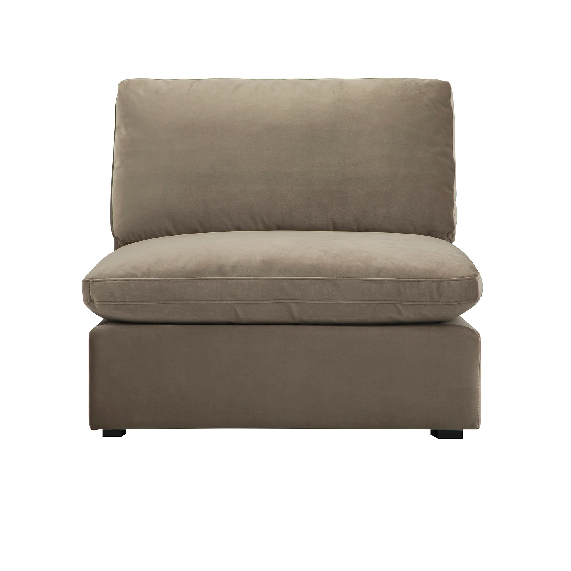 Lutyens Taupe Velvet Modular Sofa, Armless Seat - Image 4