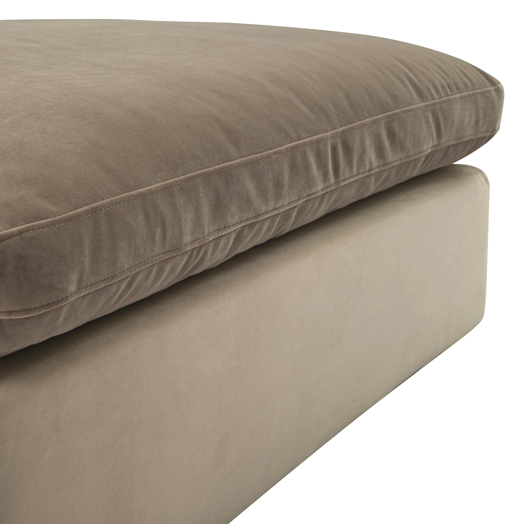 Lutyens Taupe Velvet Modular Sofa, Stool - Image 10