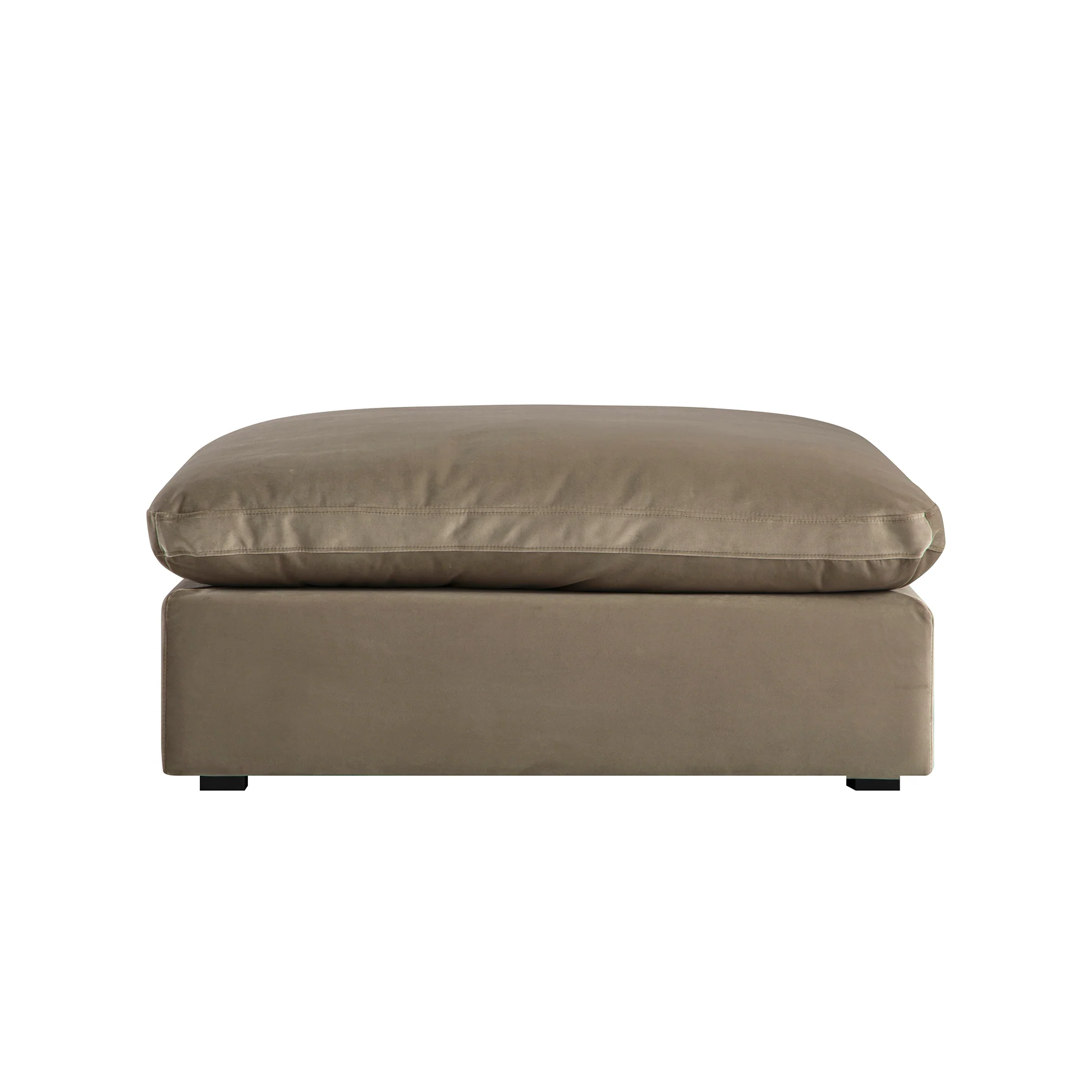 Lutyens Taupe Velvet Modular Sofa, Stool - Image 5