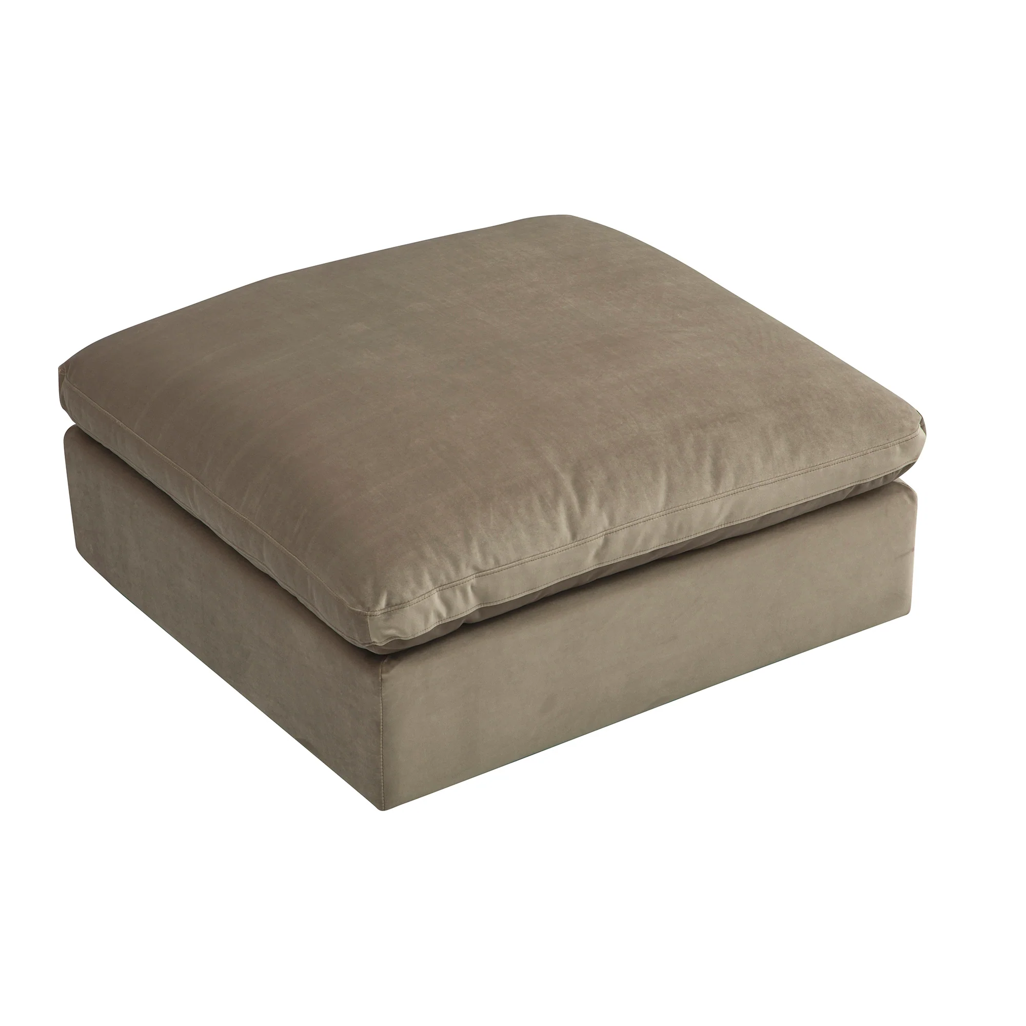 Lutyens Taupe Velvet Modular Sofa, Stool - Image 8