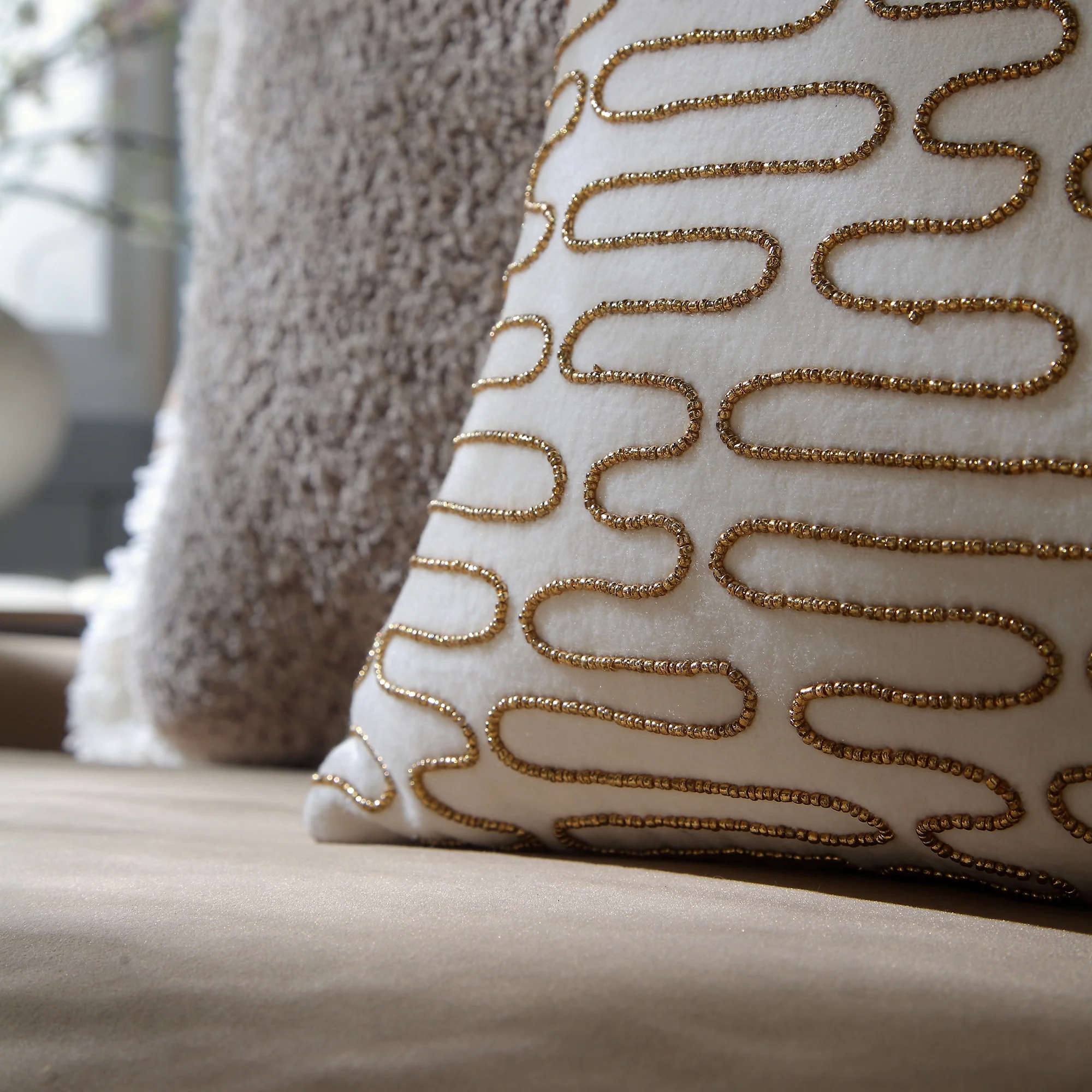 Luxe Collection Allegra Hand Beaded Velvet Cushion - Image 3