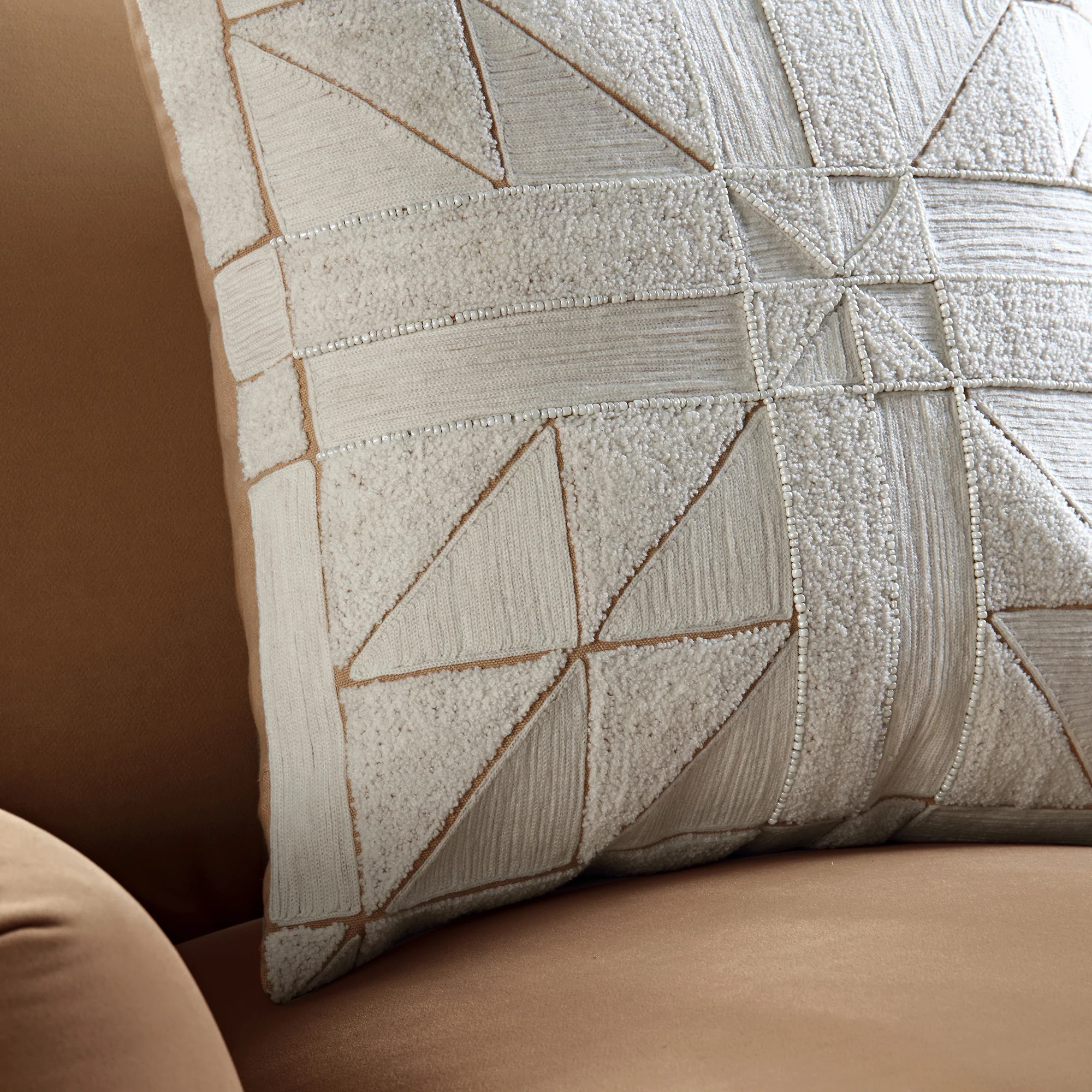 Luxe Collection Victoria Bouclé Patchwork Hand Beaded Cushion - Image 3