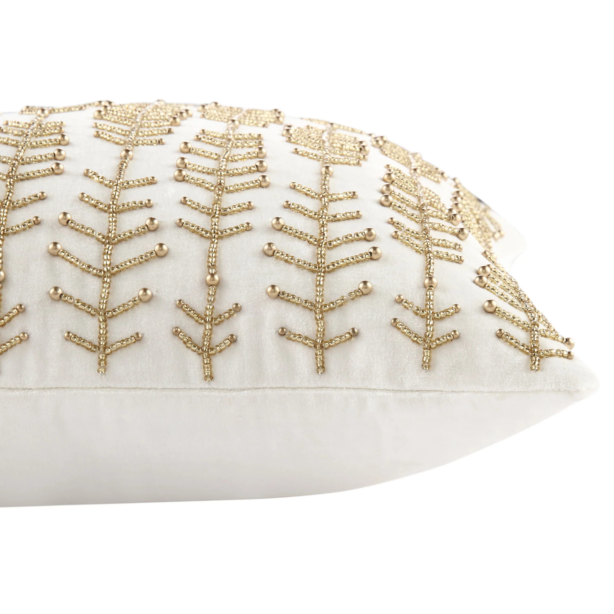 Luxe Collection Linear Stem Hand Beaded Velvet Cushion - Image 4
