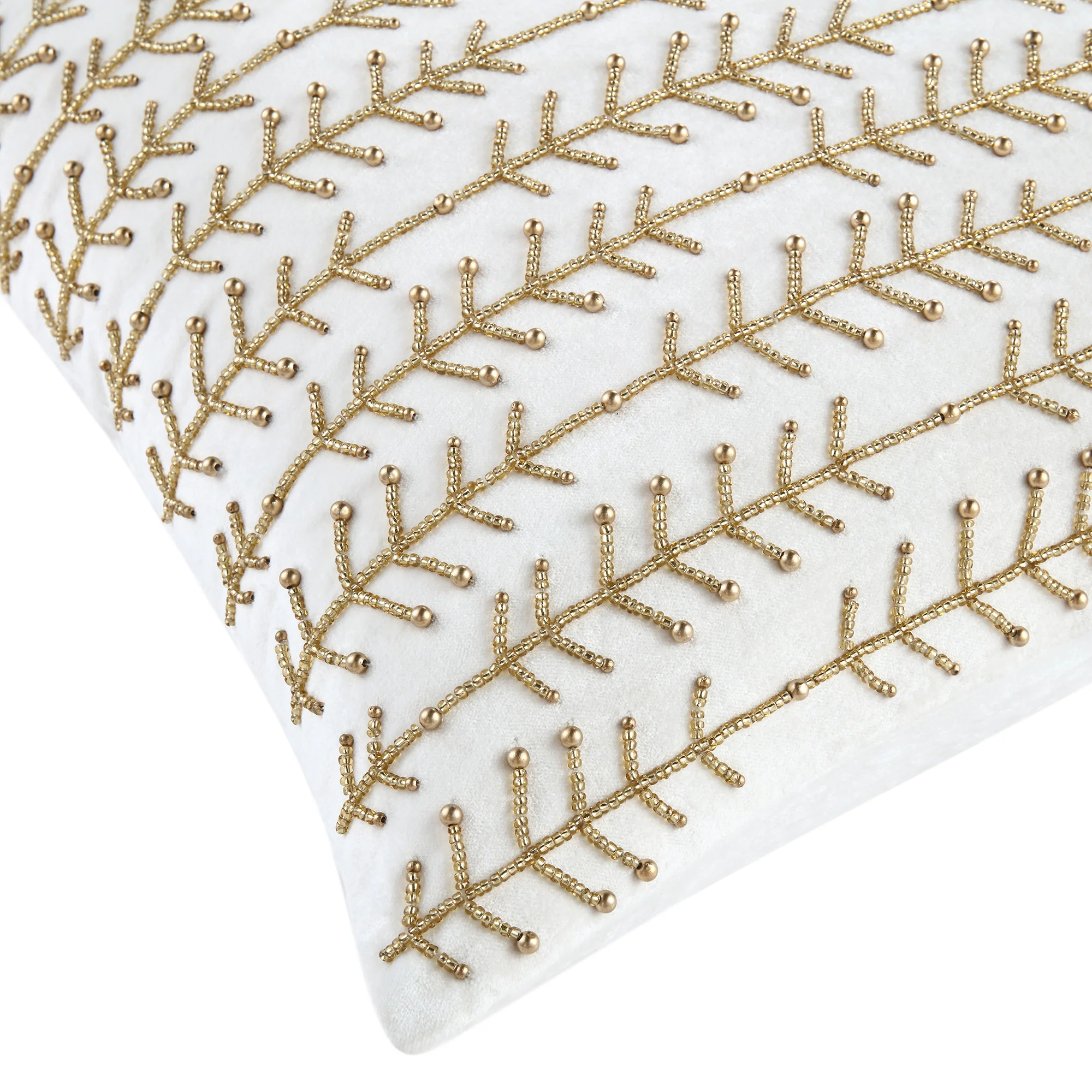 Luxe Collection Linear Stem Hand Beaded Velvet Cushion - Image 5