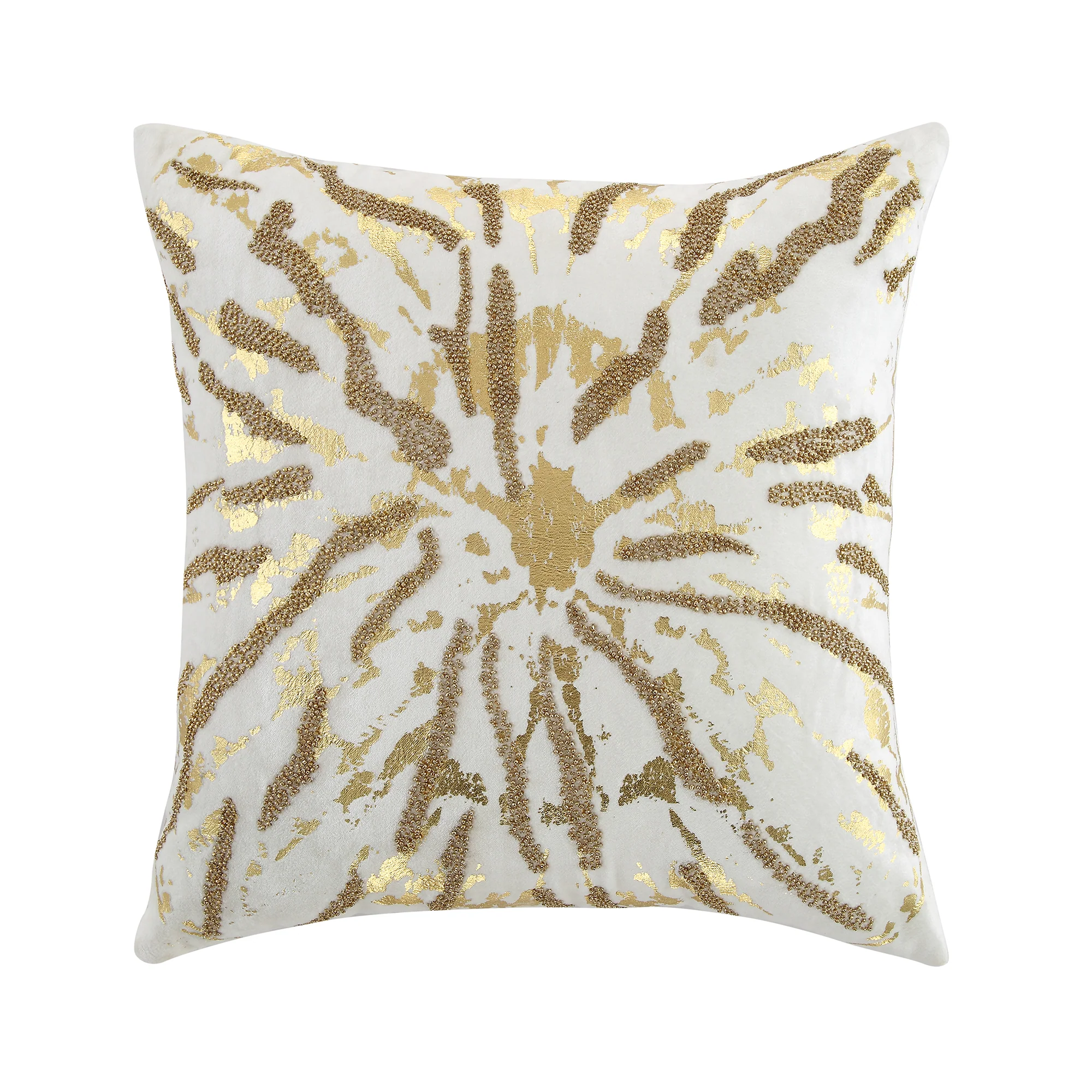 Luxe Collection Starburst Gold Foil Hand Beaded Velvet Cushion - Image 3
