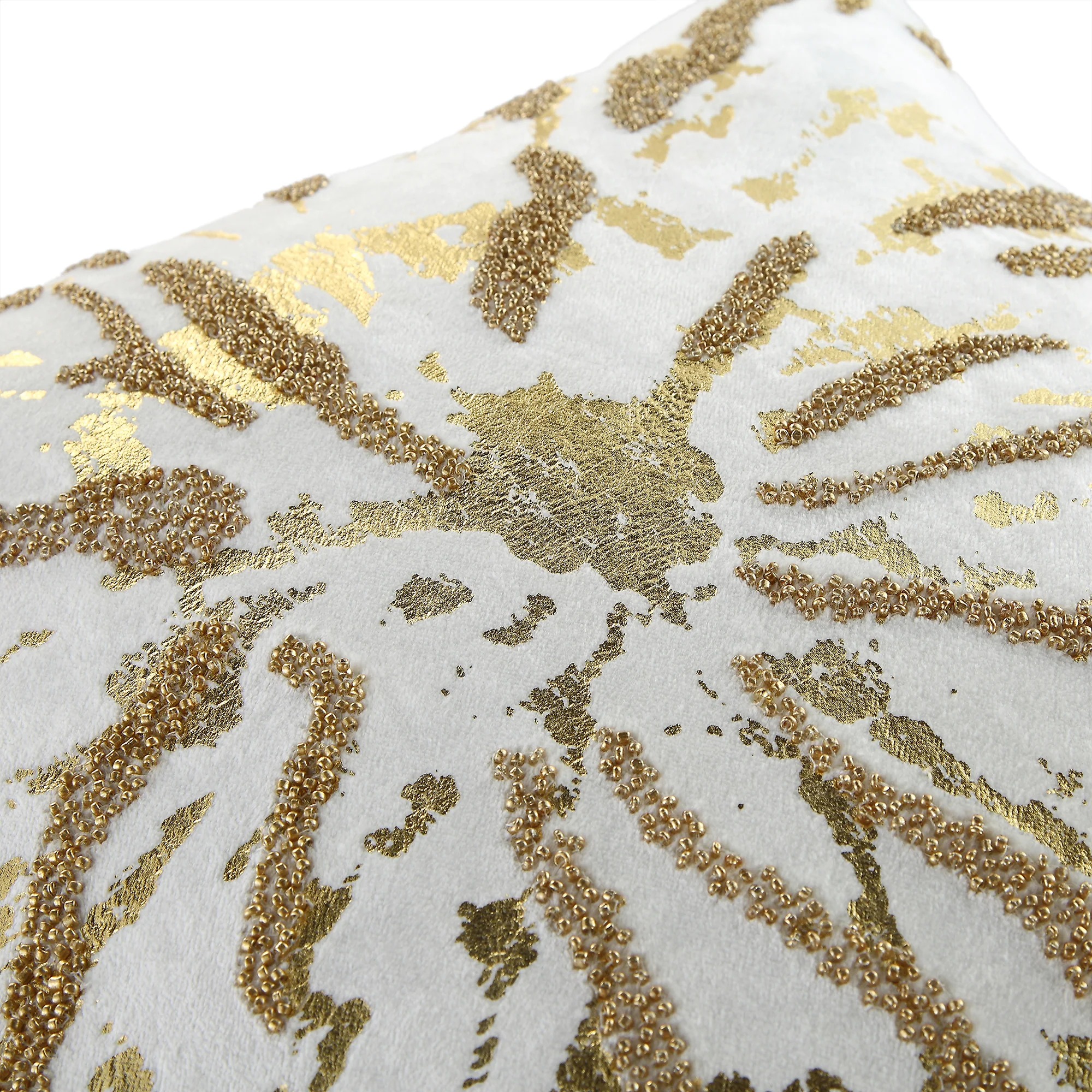 Luxe Collection Starburst Gold Foil Hand Beaded Velvet Cushion - Image 5