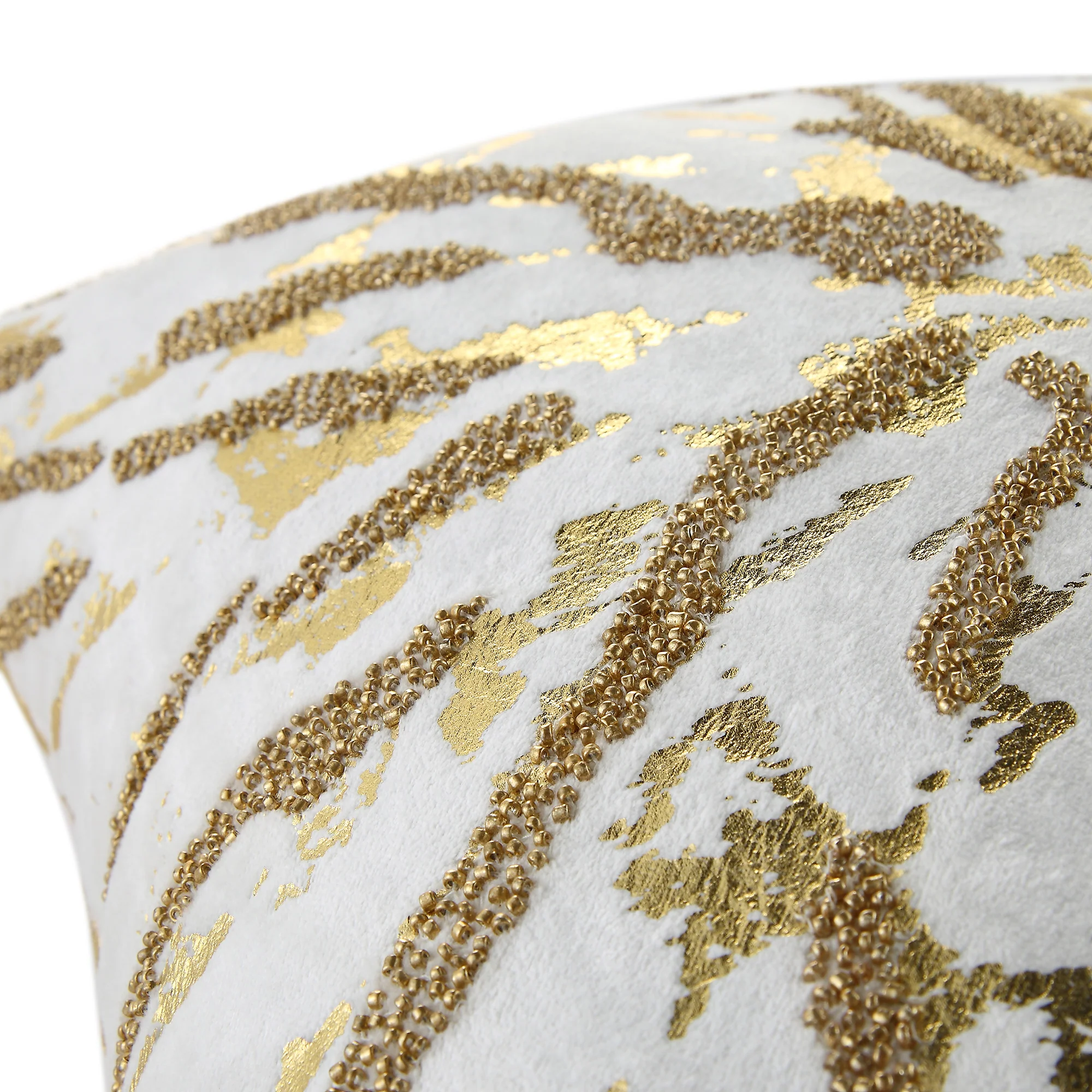 Luxe Collection Starburst Gold Foil Hand Beaded Velvet Cushion - Image 6