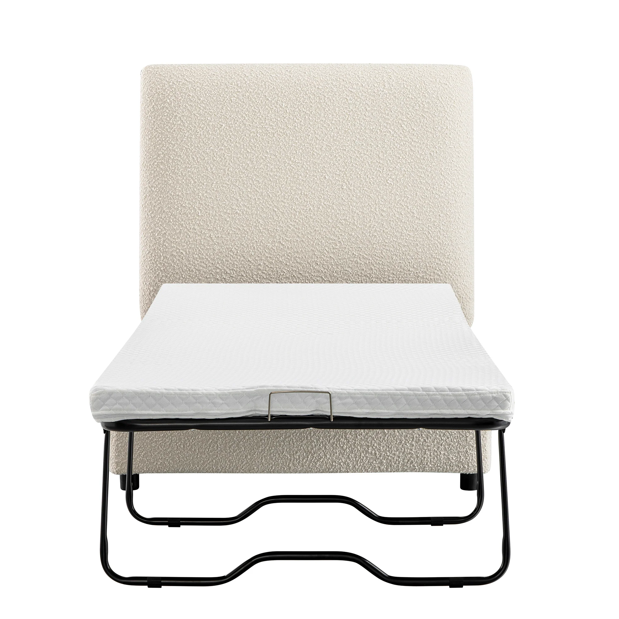 Magda Fold-Out Single Bed in an Ottoman, Beige Boucle - Image 12
