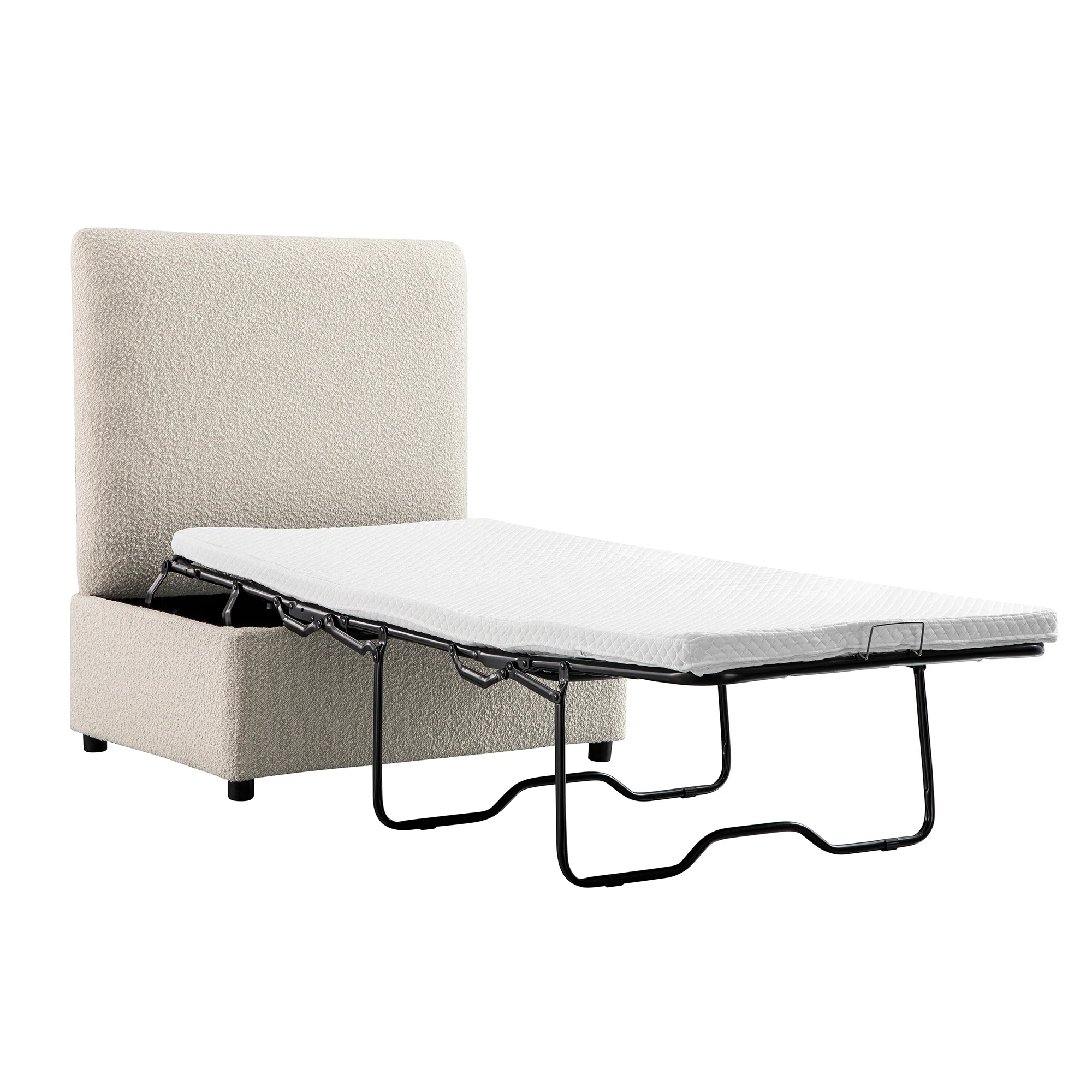 Magda Fold-Out Single Bed in an Ottoman, Beige Boucle - Image 15