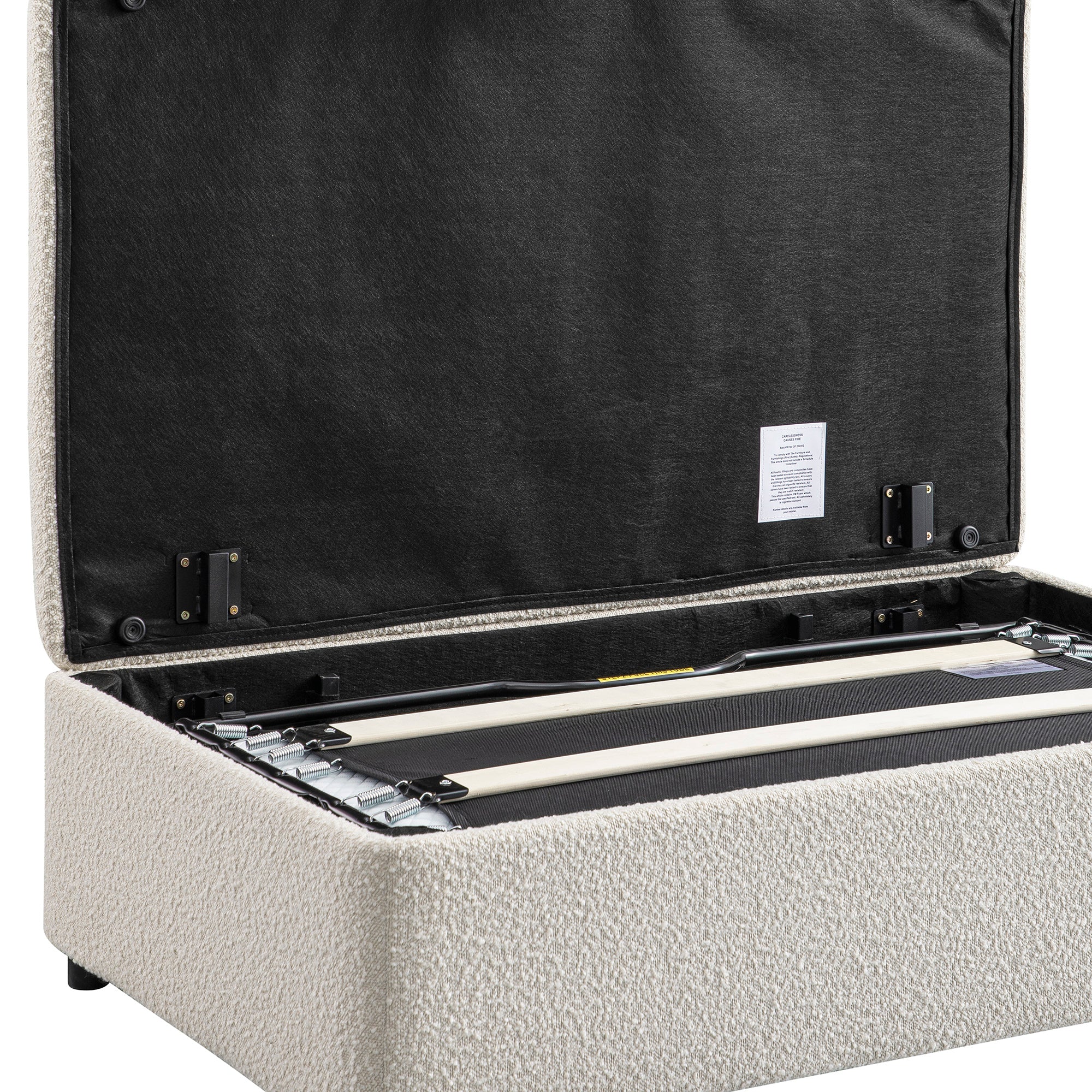 Magda Fold-Out Small Double Bed in an Ottoman, Beige Boucle - Image 15