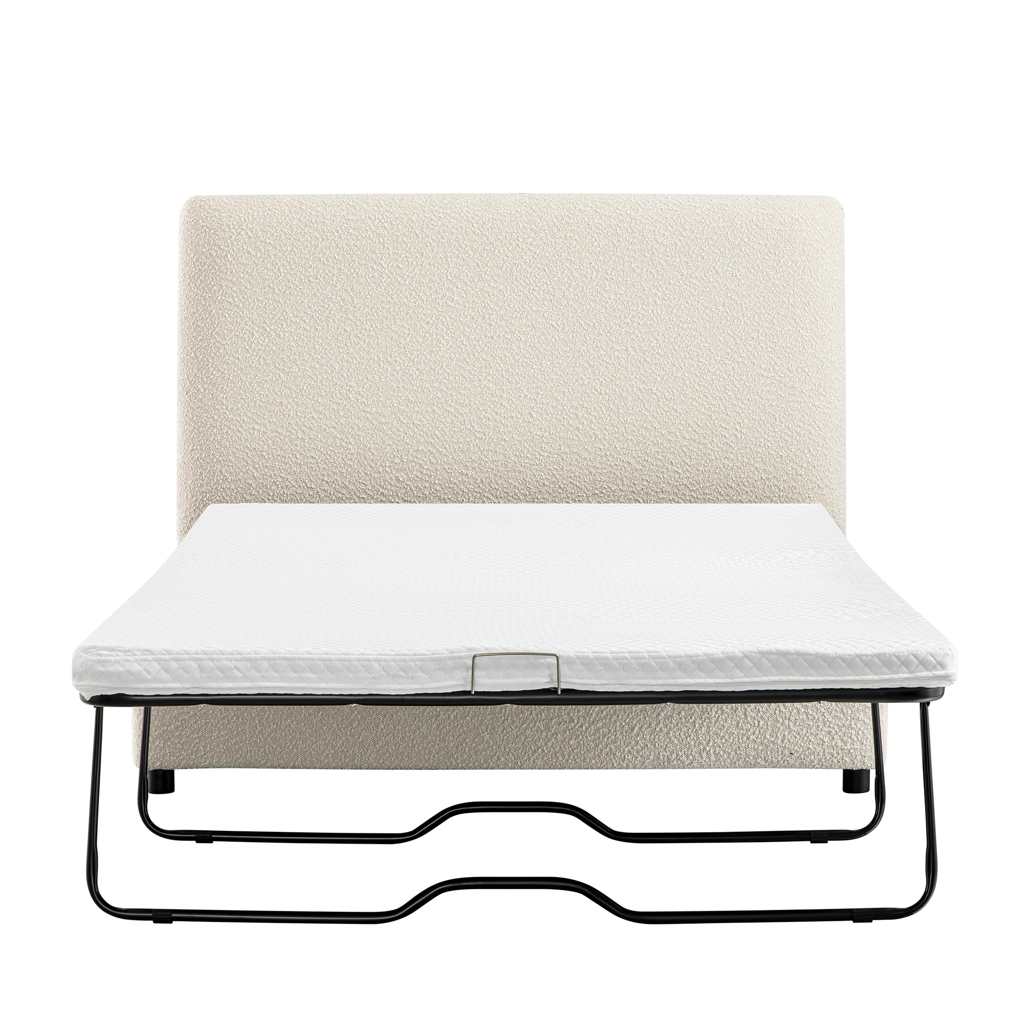 Magda Fold-Out Small Double Bed in an Ottoman, Beige Boucle - Image 8