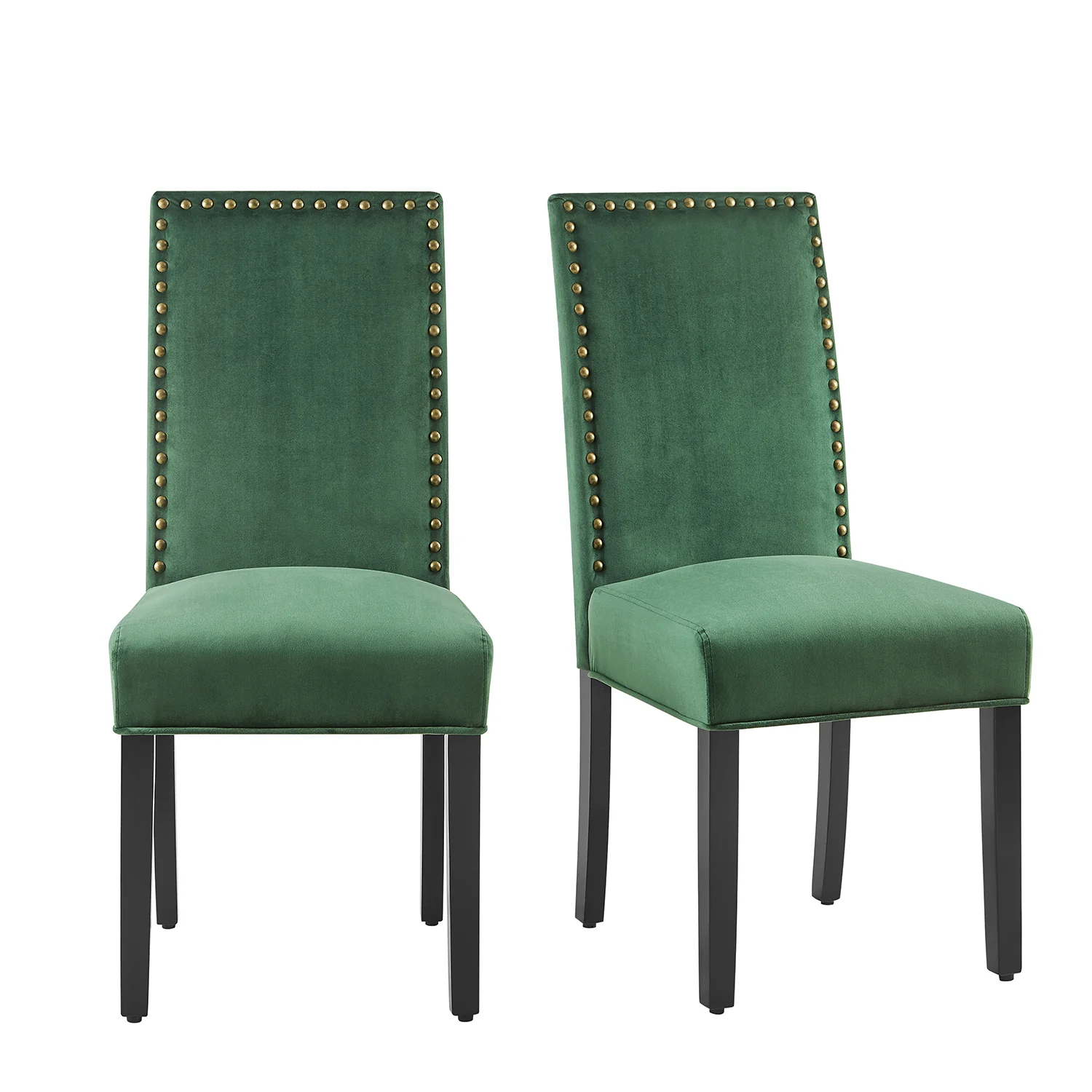 Maidwell Set of 2 Green Velvet Dining Chairs - Image 2