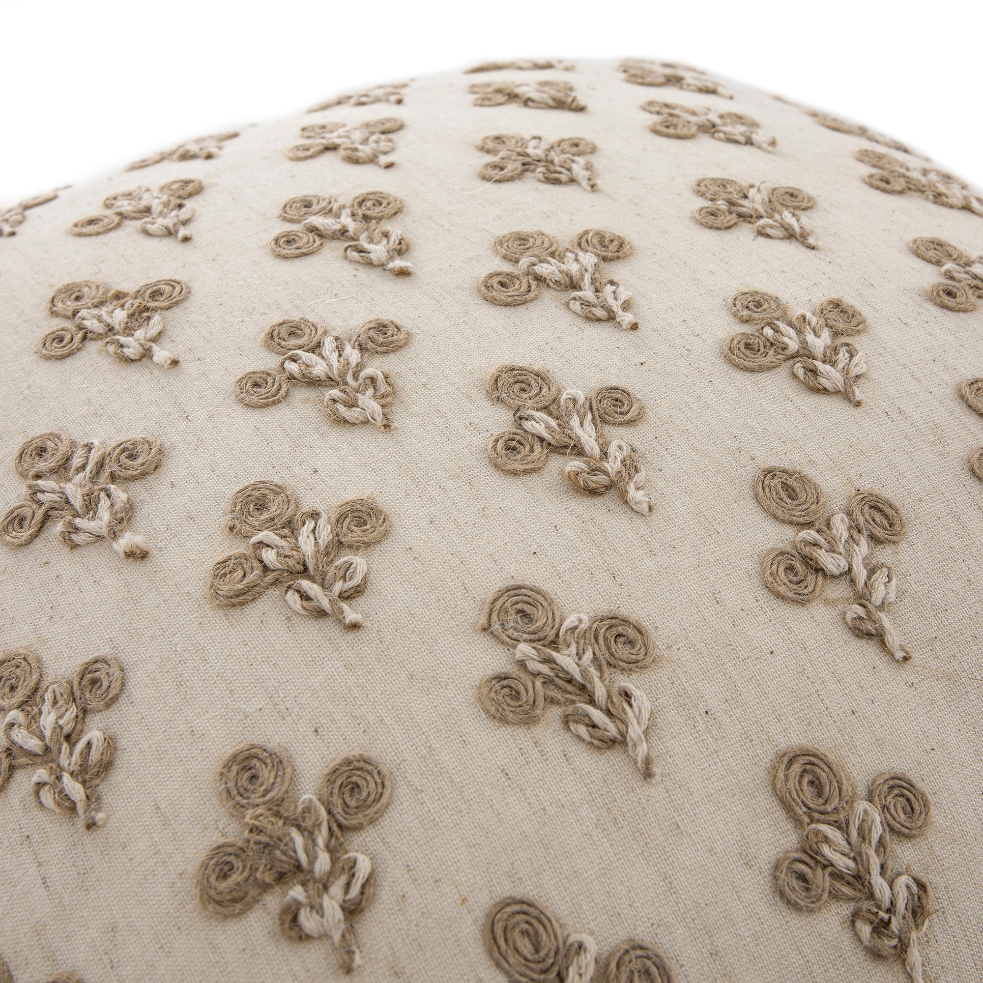Maison Neutral Betsy Jute Floral Fringed Cushion - Image 7