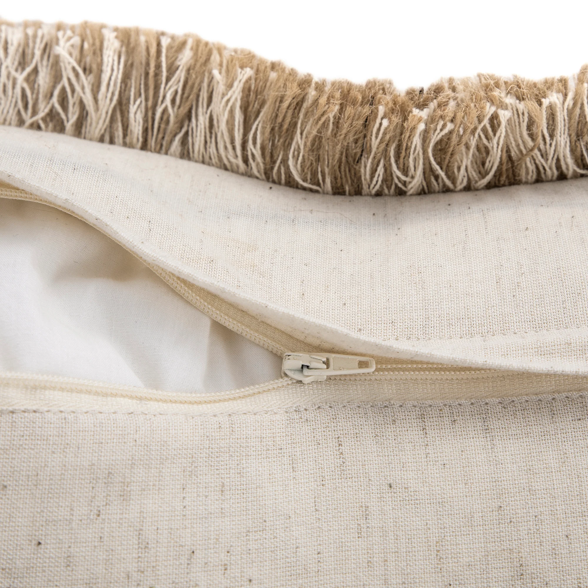 Maison Neutral Betsy Jute Floral Fringed Cushion - Image 9