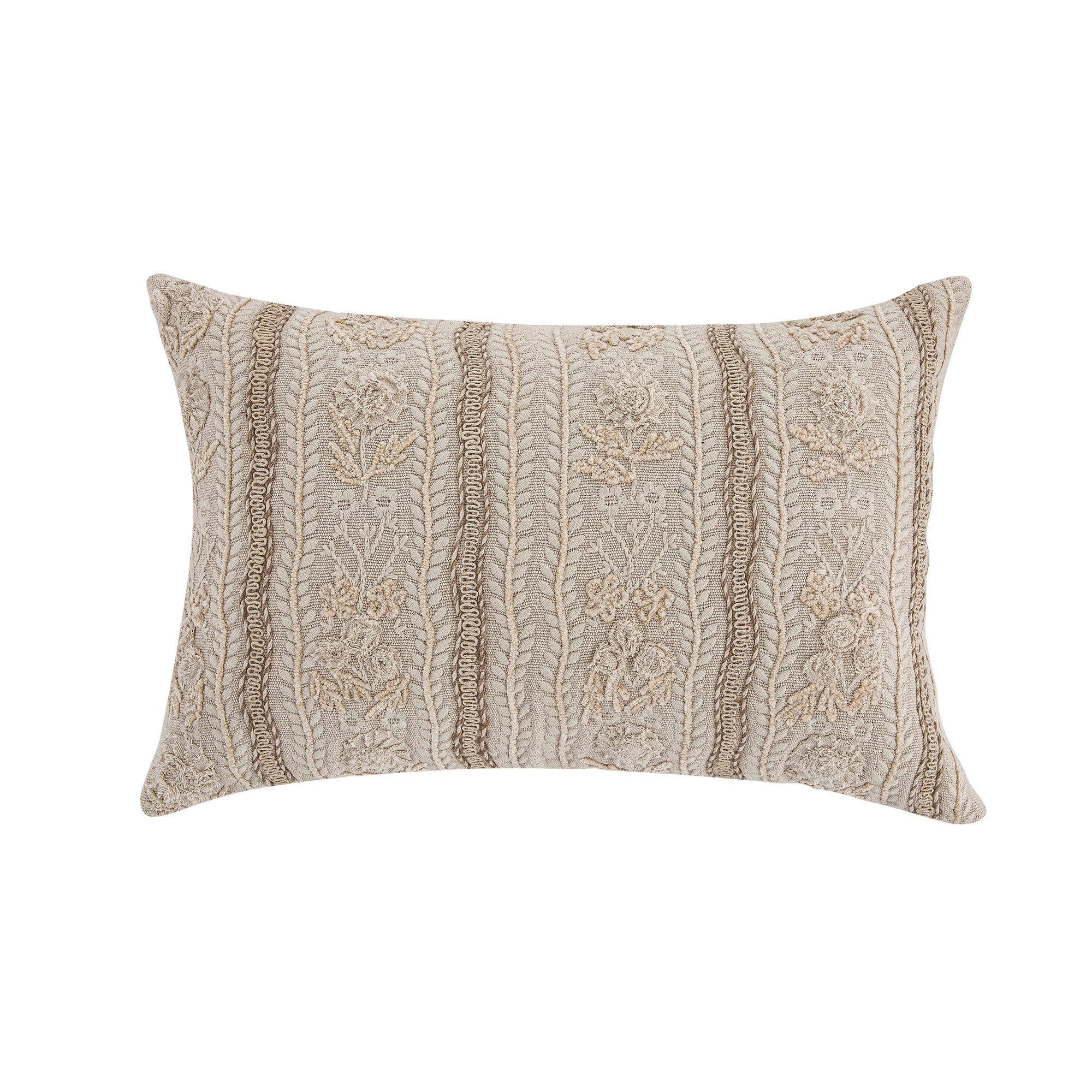 Maison Neutral Sophia Jute Lace Embroidered Cushion - Image 5