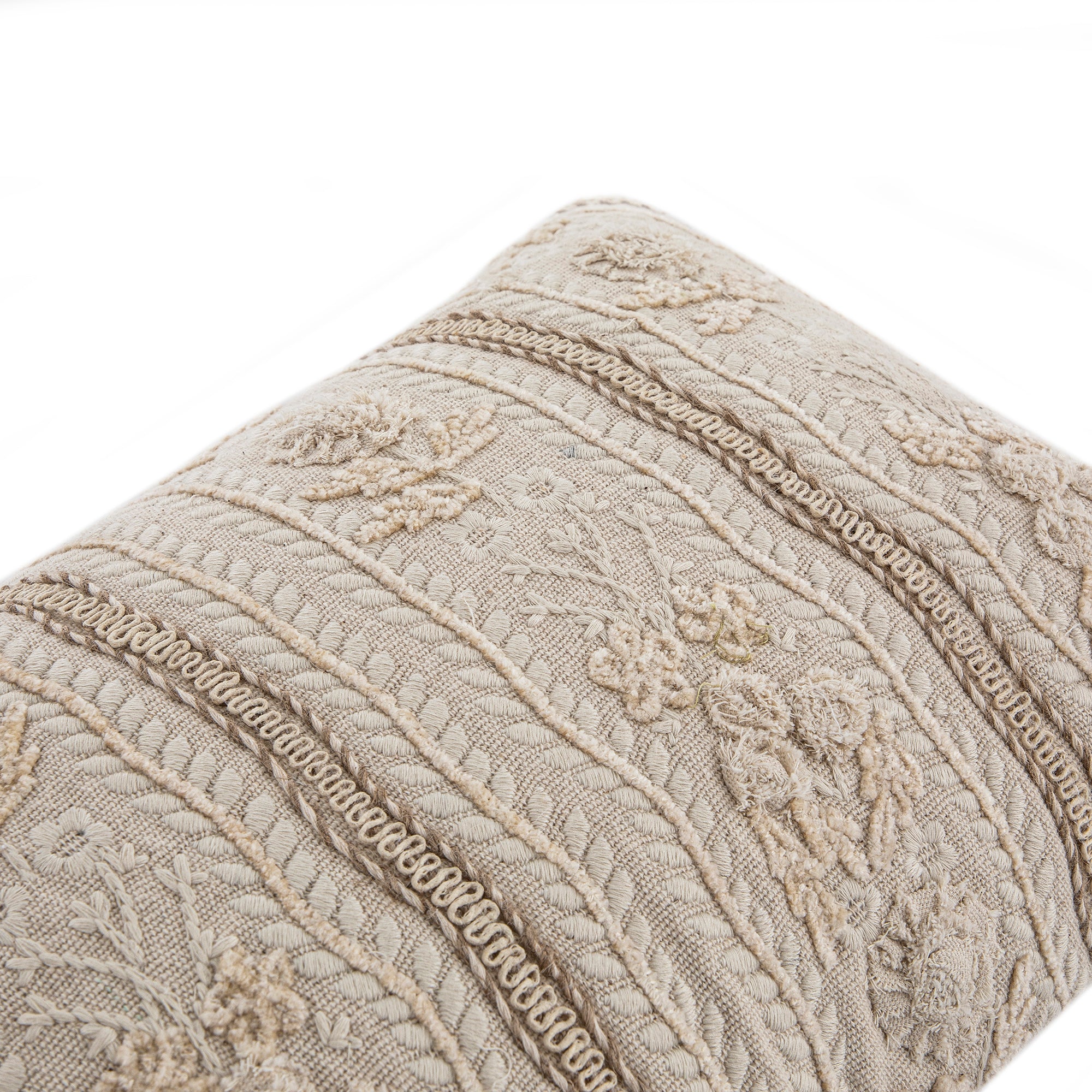 Maison Neutral Sophia Jute Lace Embroidered Cushion - Image 6