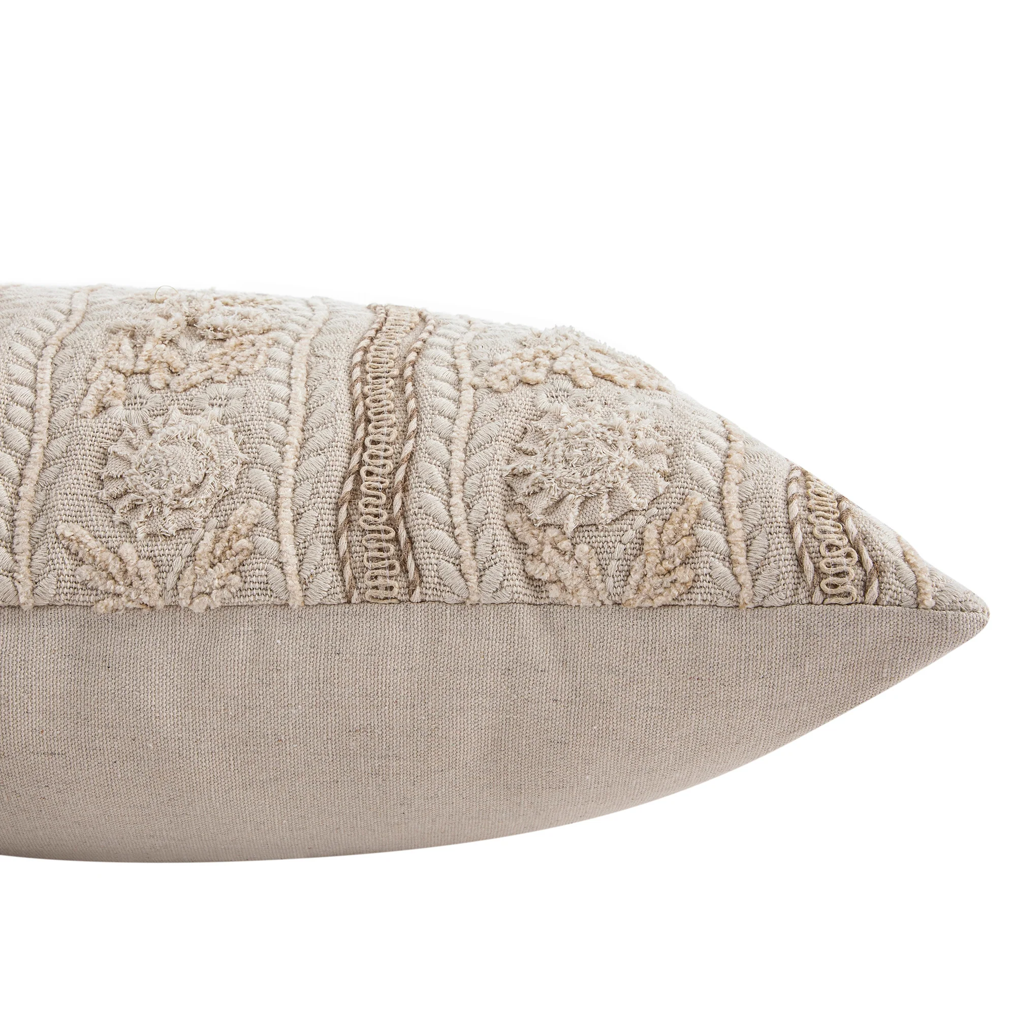 Maison Neutral Sophia Jute Lace Embroidered Cushion - Image 8