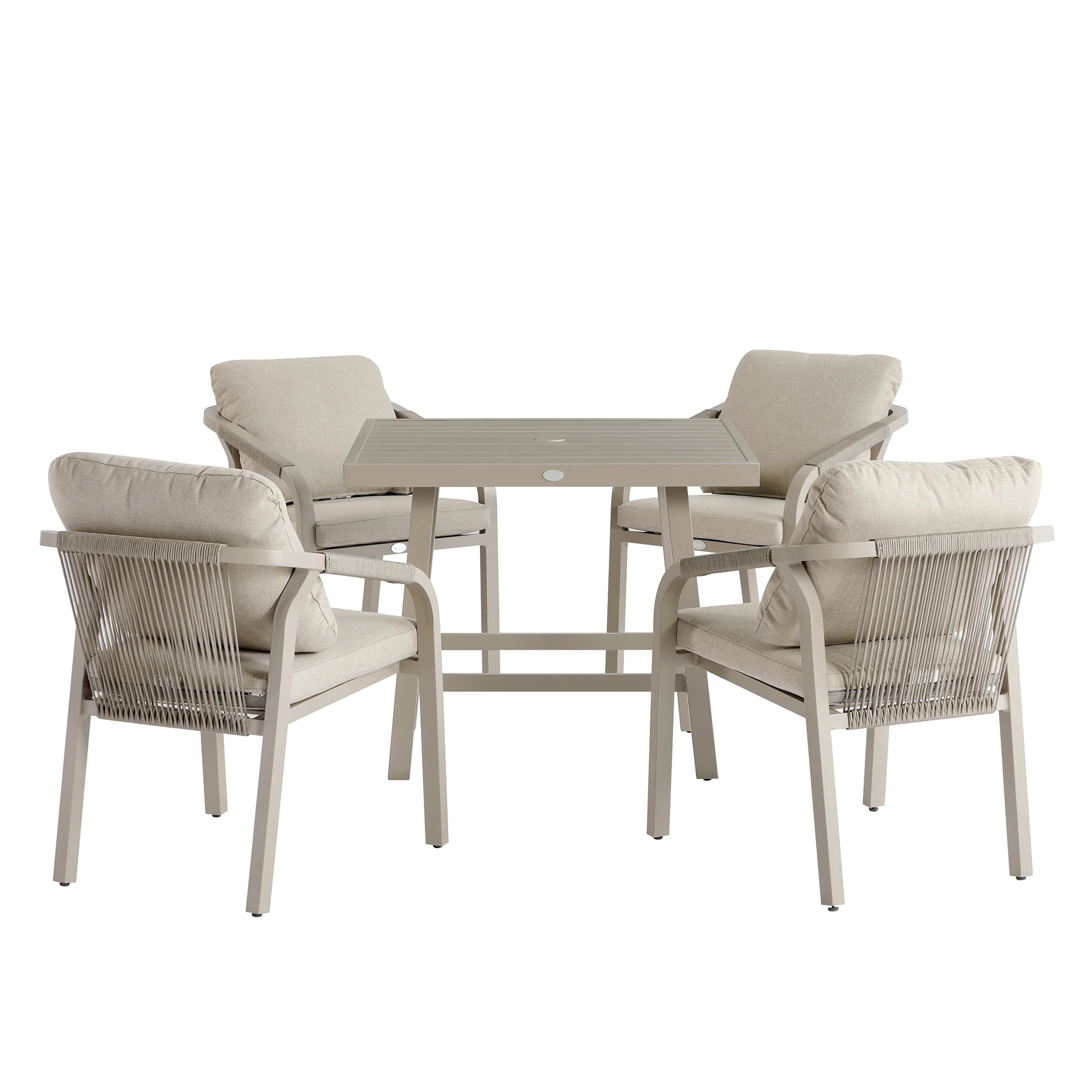 Manresa Rope 4-Seater Square Dining Set, Taupe and Beige - Image 10