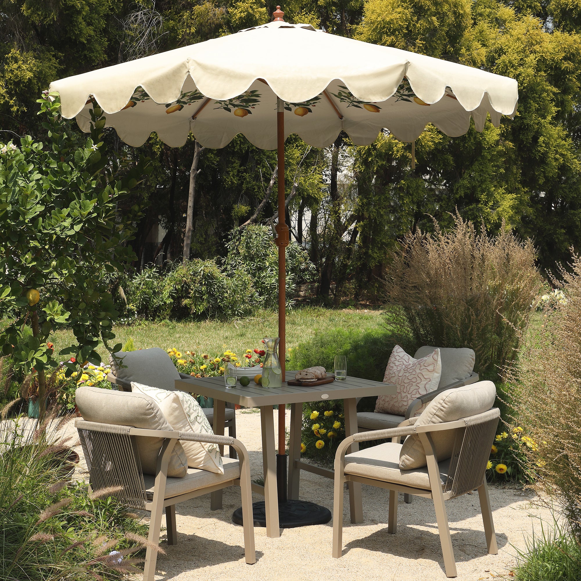 Manresa Rope 4-Seater Square Dining Set, Taupe and Beige - Image 3